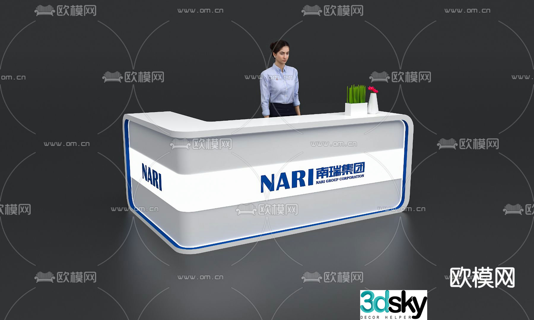 reception desk front desk service desk 3d model