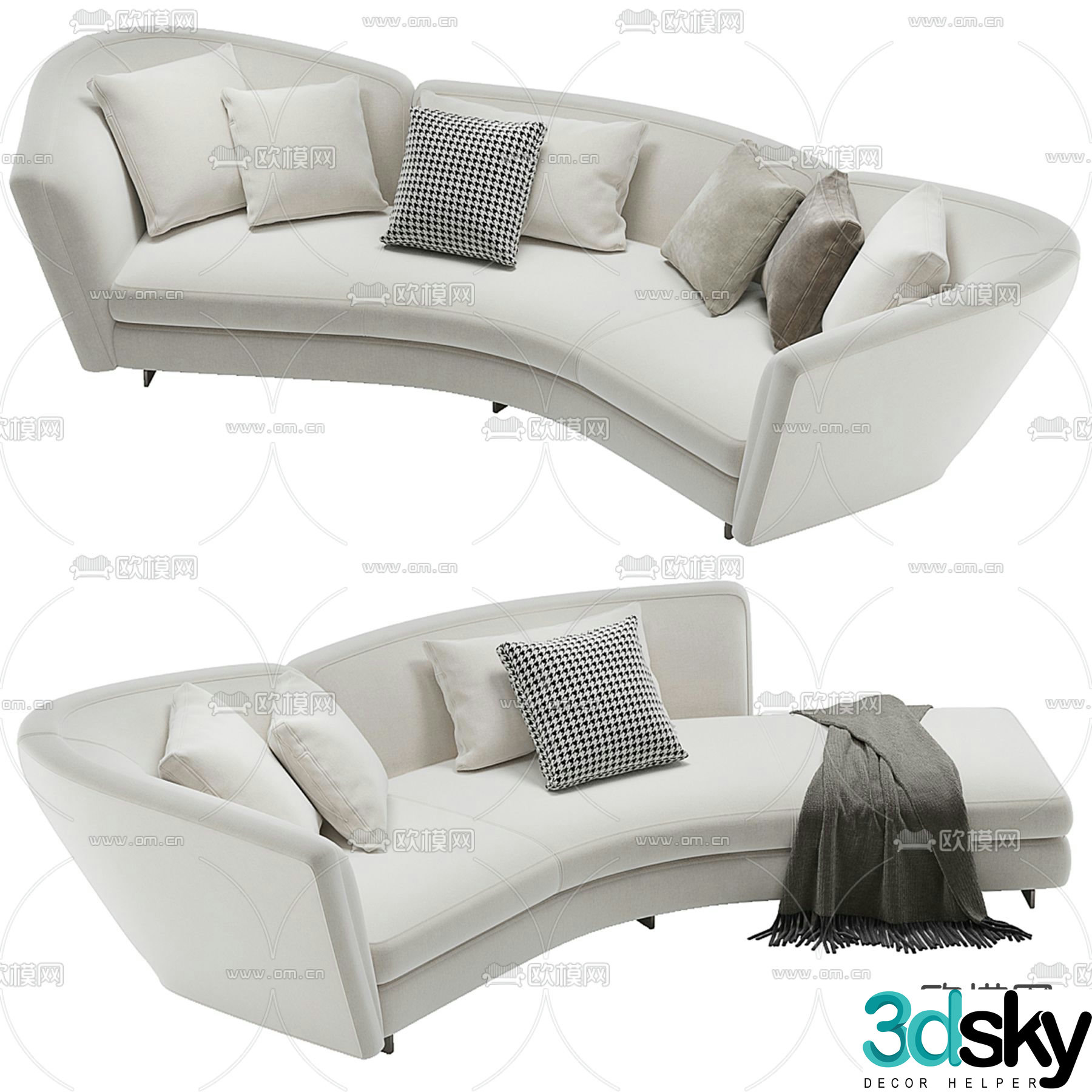 Minotti multi-person sofa fabric leisure sofa 3d model