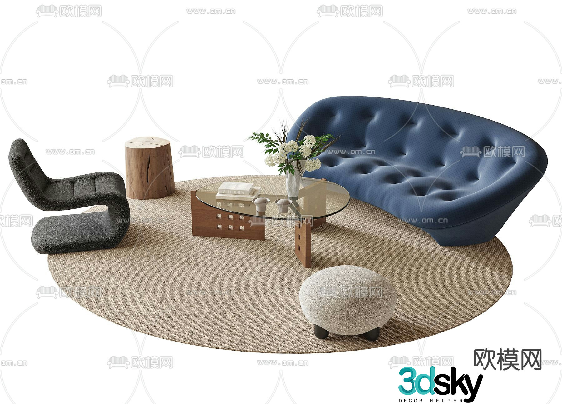 French sofa modular sofa 3d model