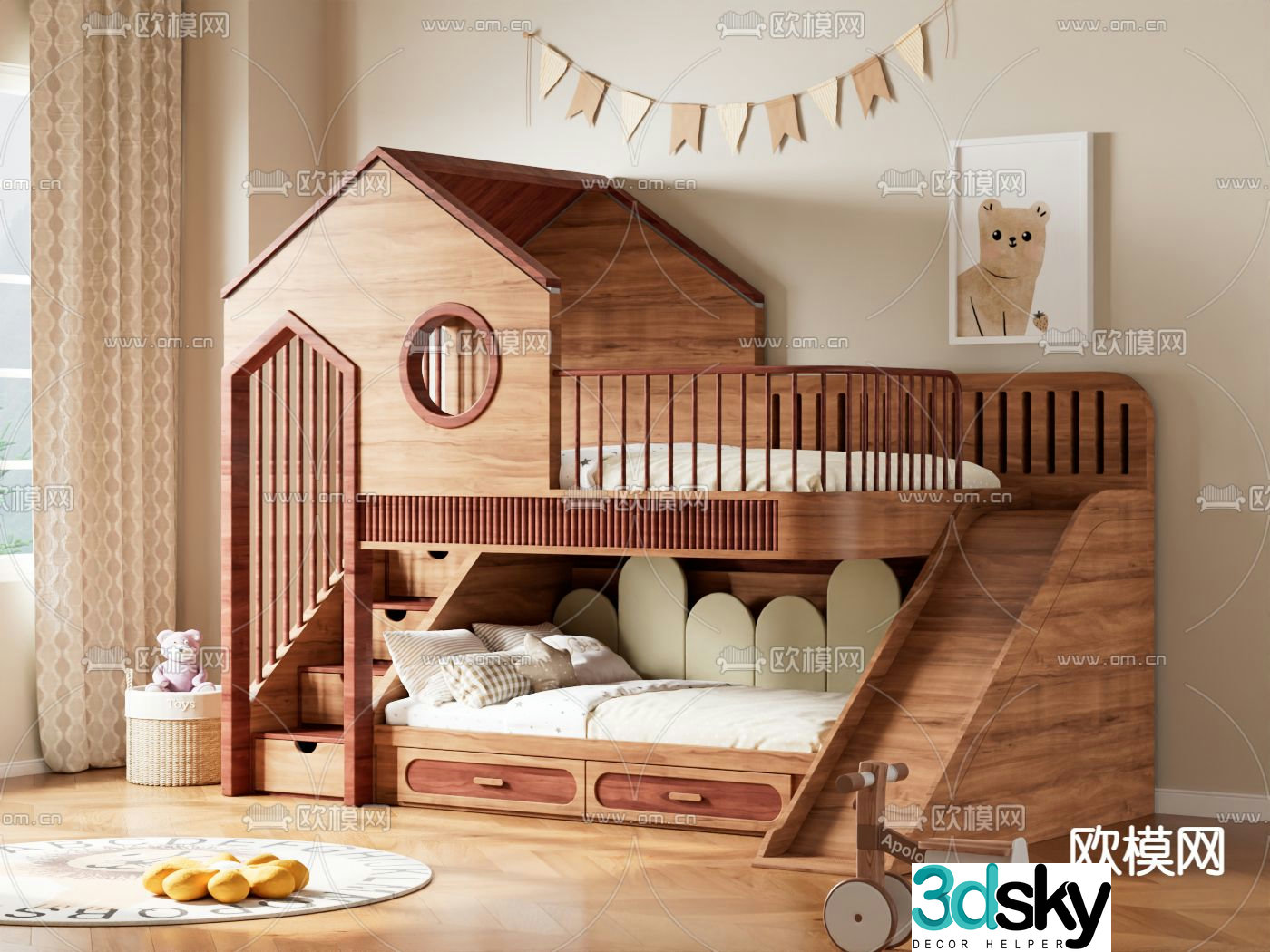 Children’s bed bunk bed bunk bed 3d model