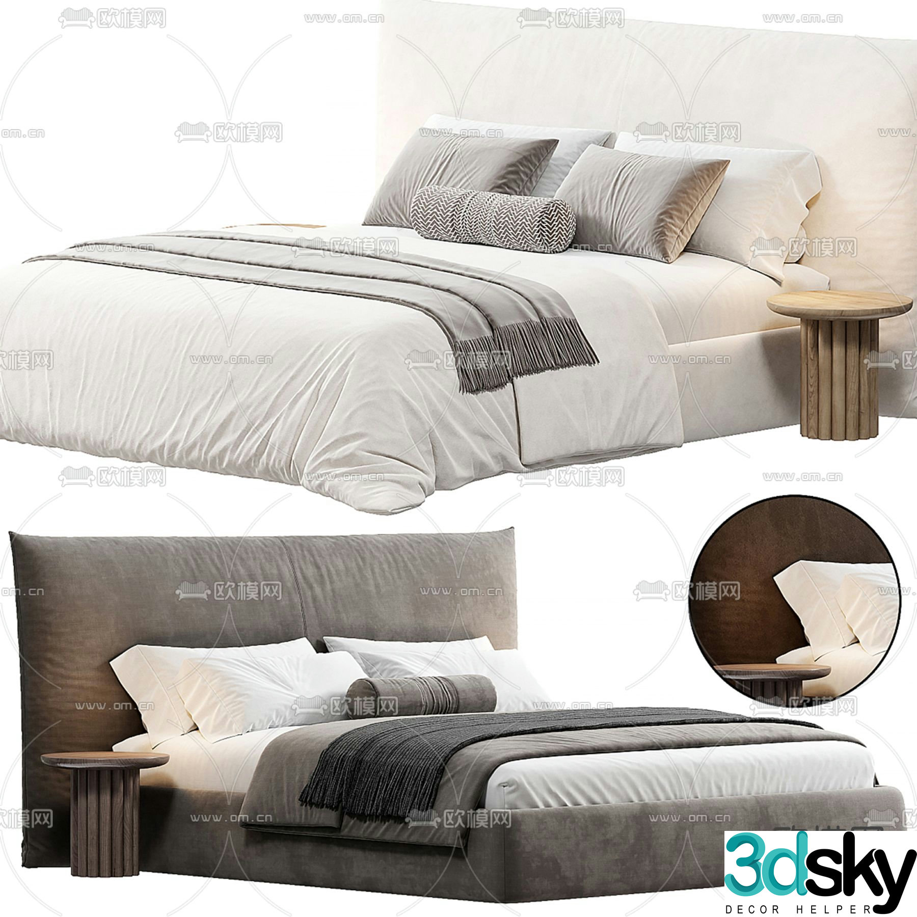 Oneandhome fabric double bed 3d model