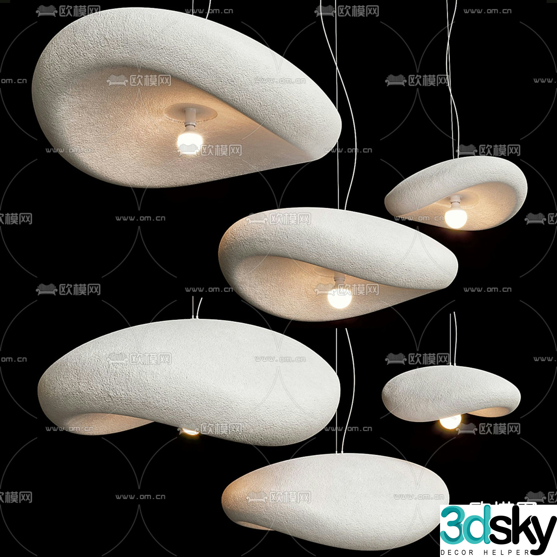 Wabi-sabi style chandelier 3d model