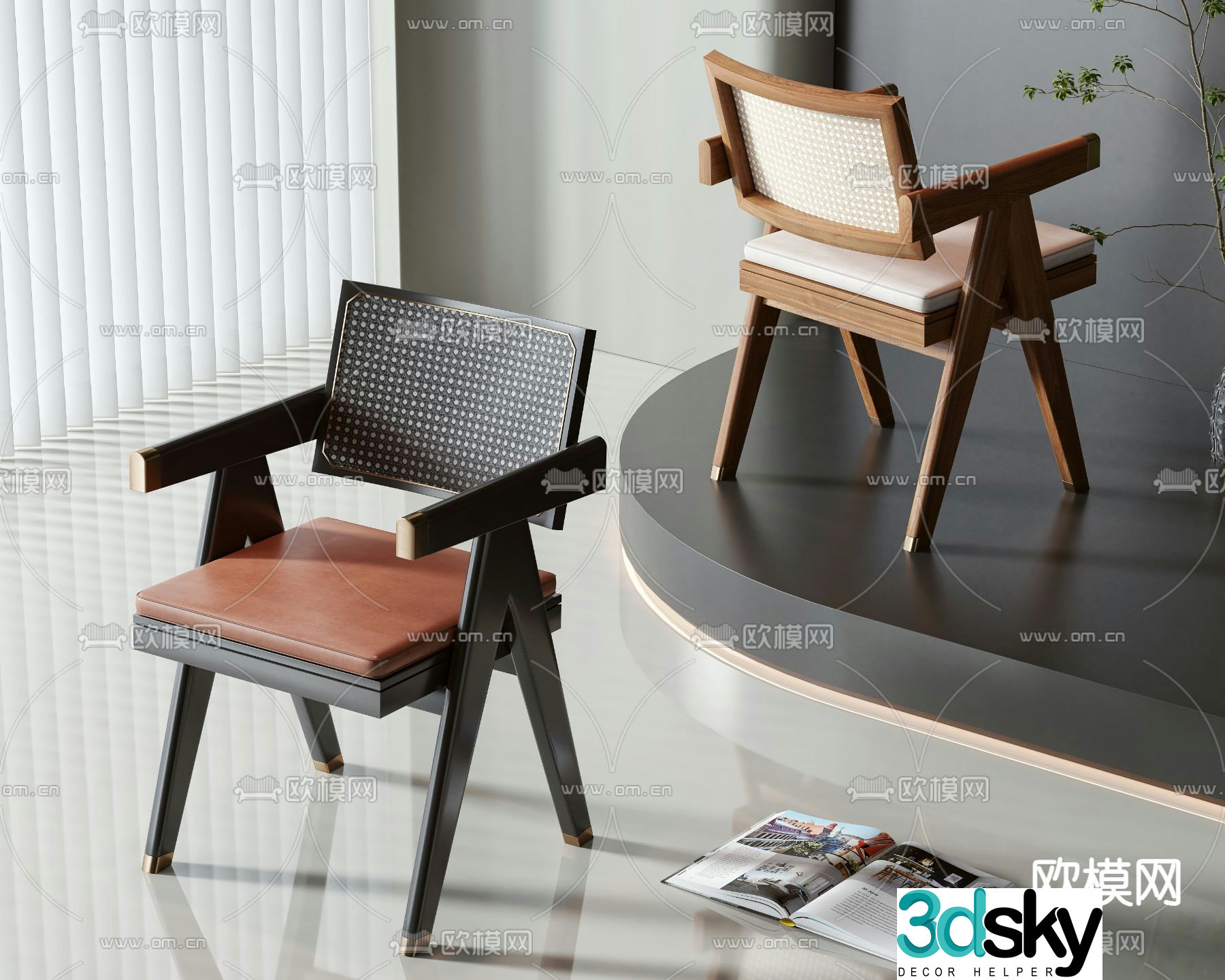 New Chinese style chair dining chair 3d model