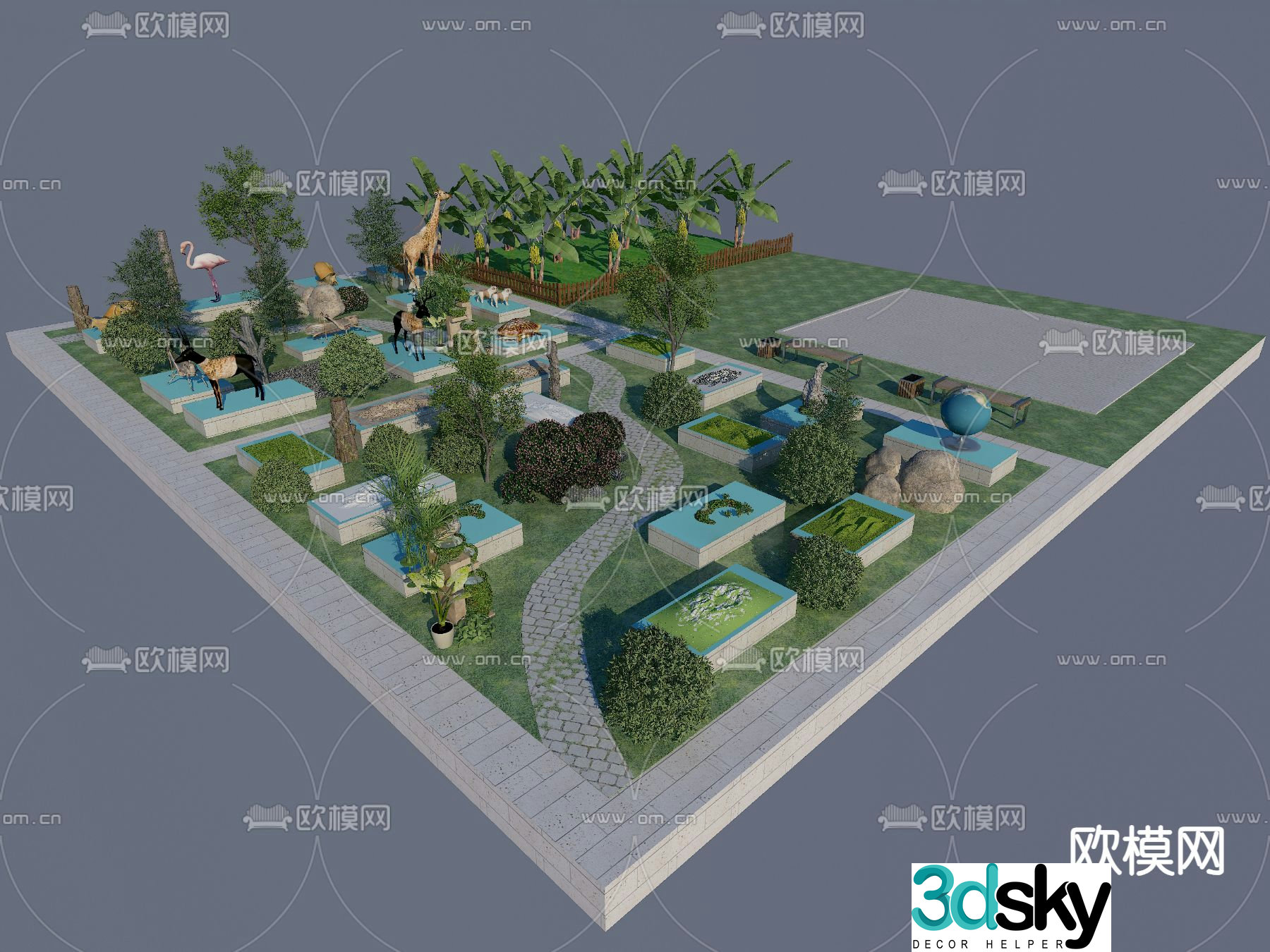 Park landscape pocket park 3d model