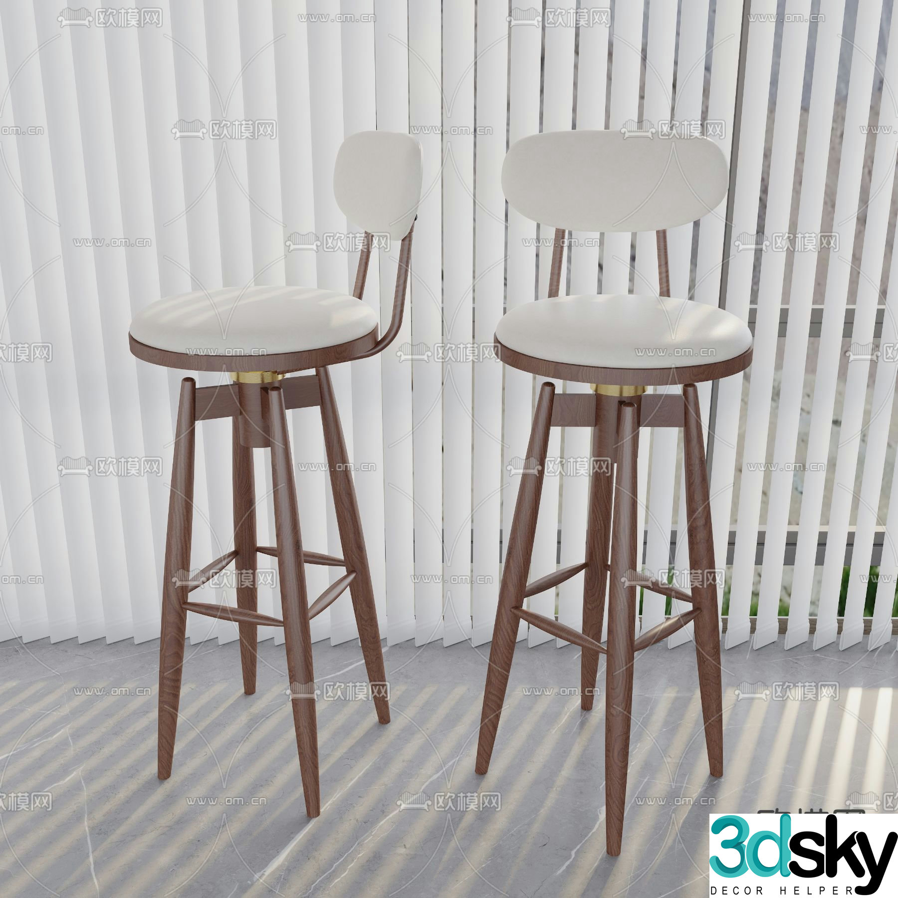 Nordic bar chair bar stool bar stool 3d model