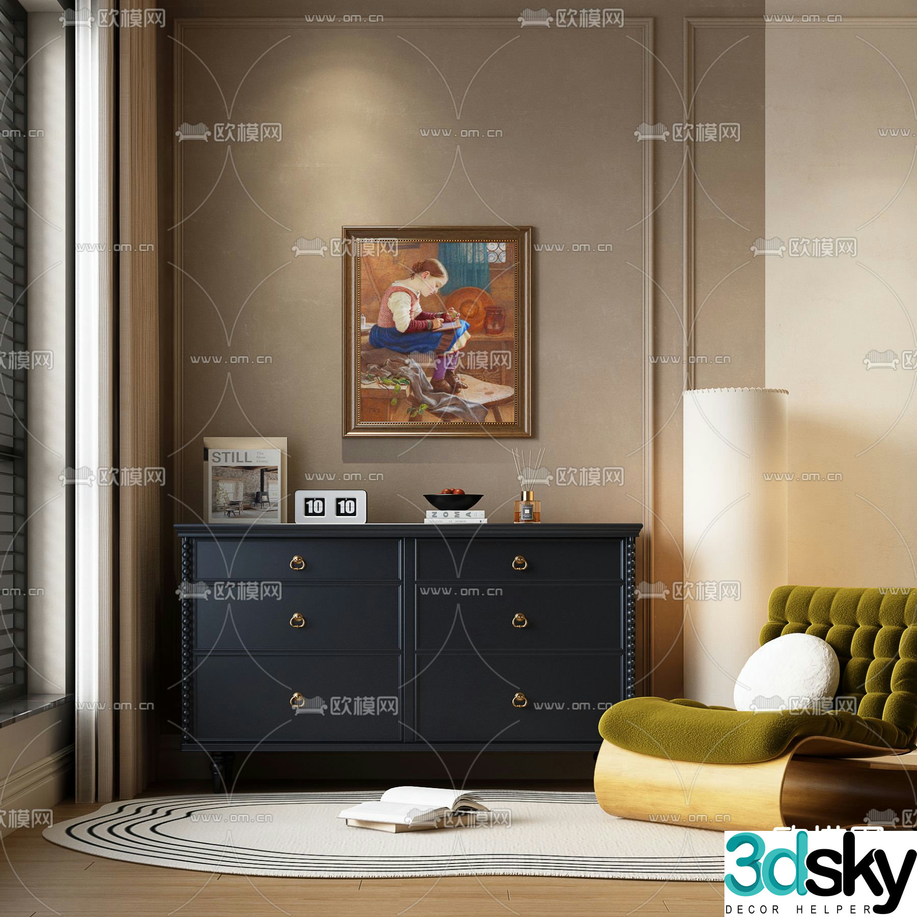 French entrance cabinet 3D model