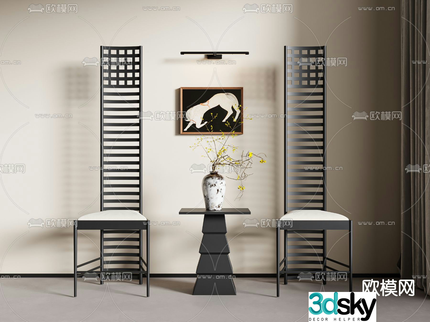 Medieval style single chair 3d model