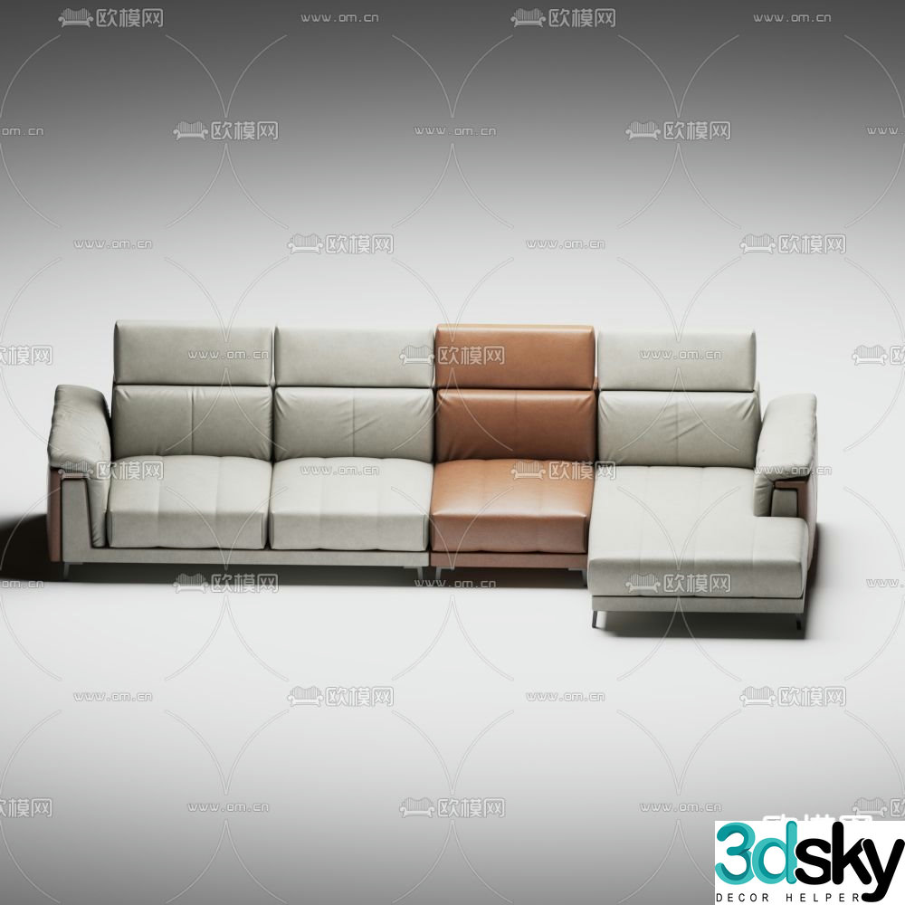 Leather sofa multi-person sofa 3d model