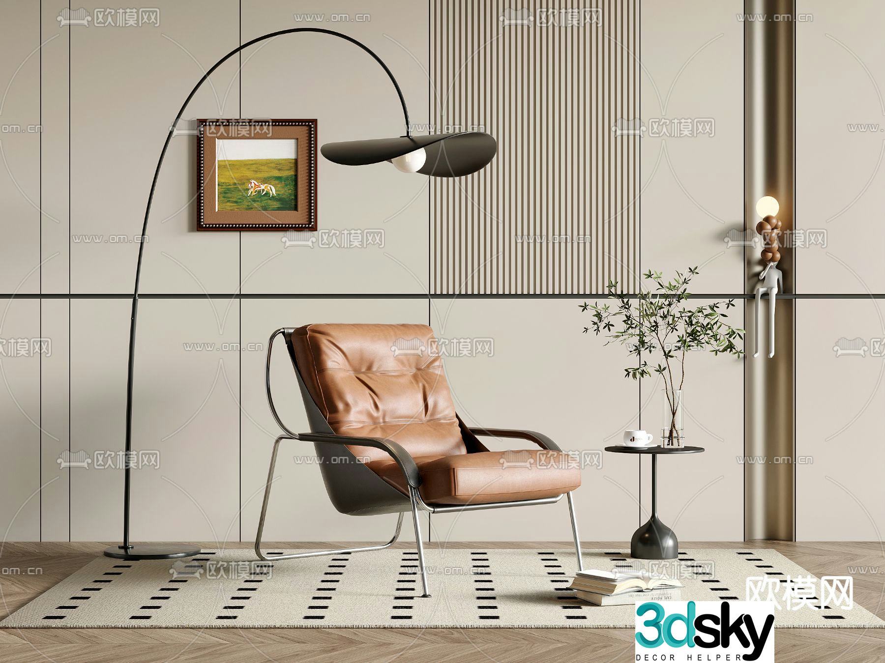 Leather chair lounge chair 3d model