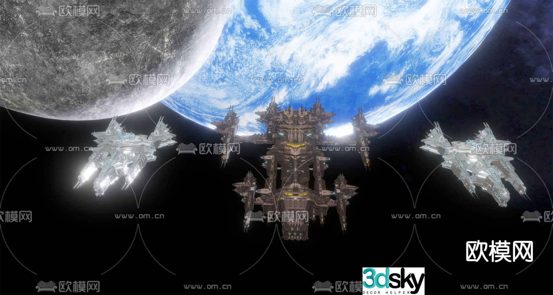 Sci-fi aircraft spaceship alien battleship 3d model