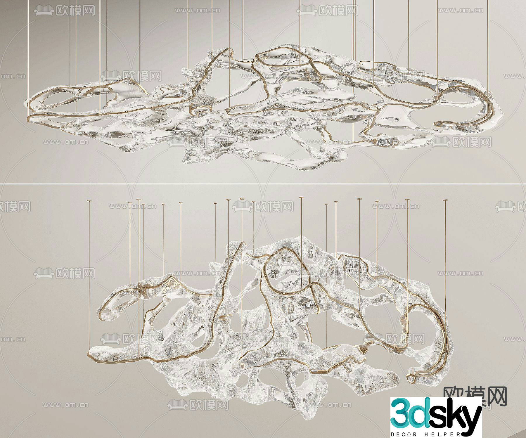 Light luxury style chandelier crystal chandelier 3d model