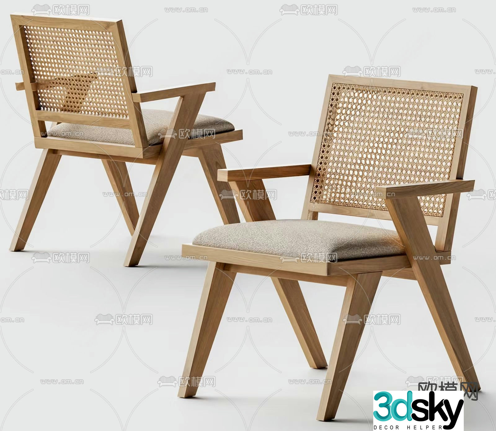 Pierre wabi-sabi chair rattan chair leisure chair 3d model