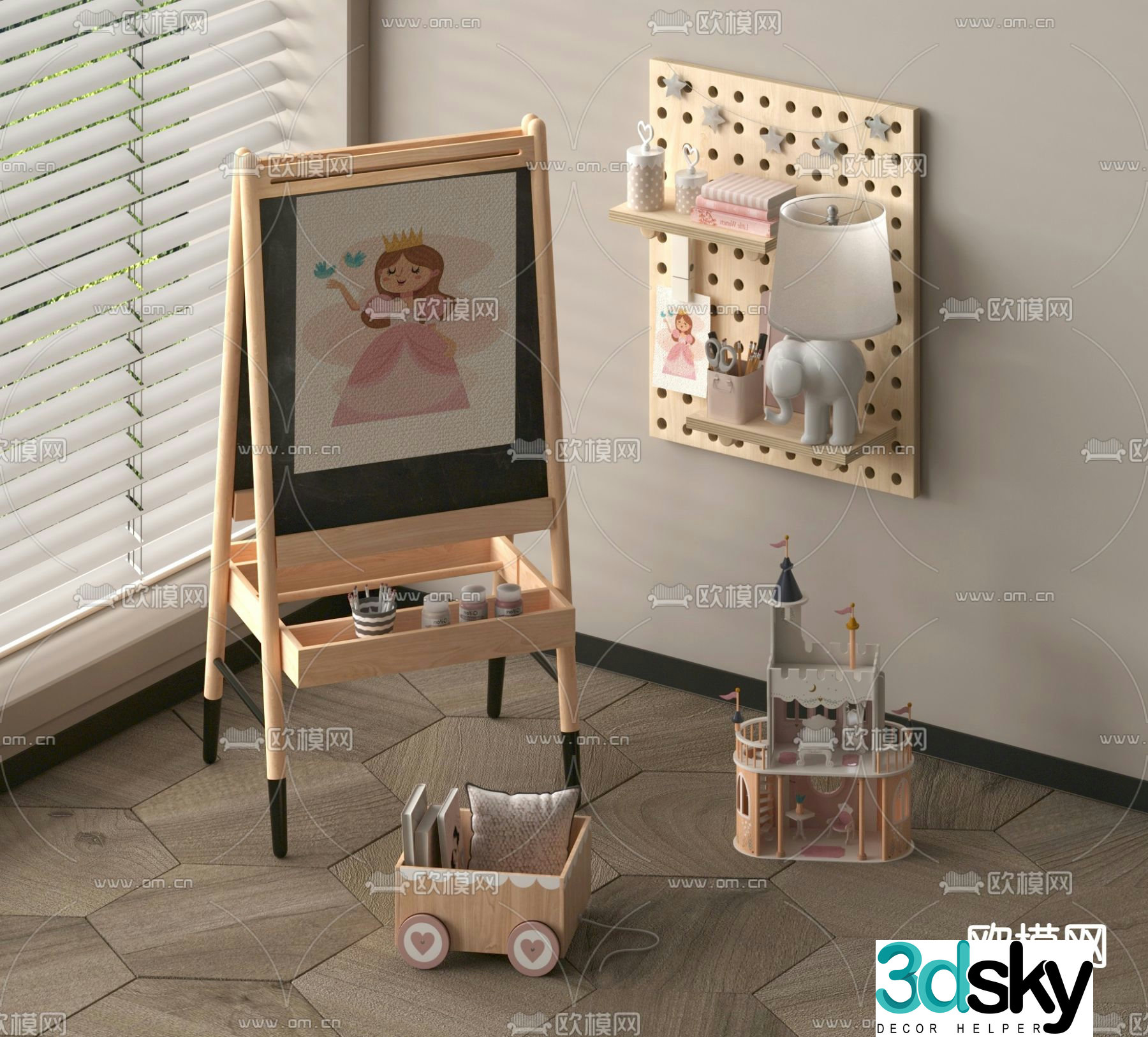Painting tools easel drawing board 3d model