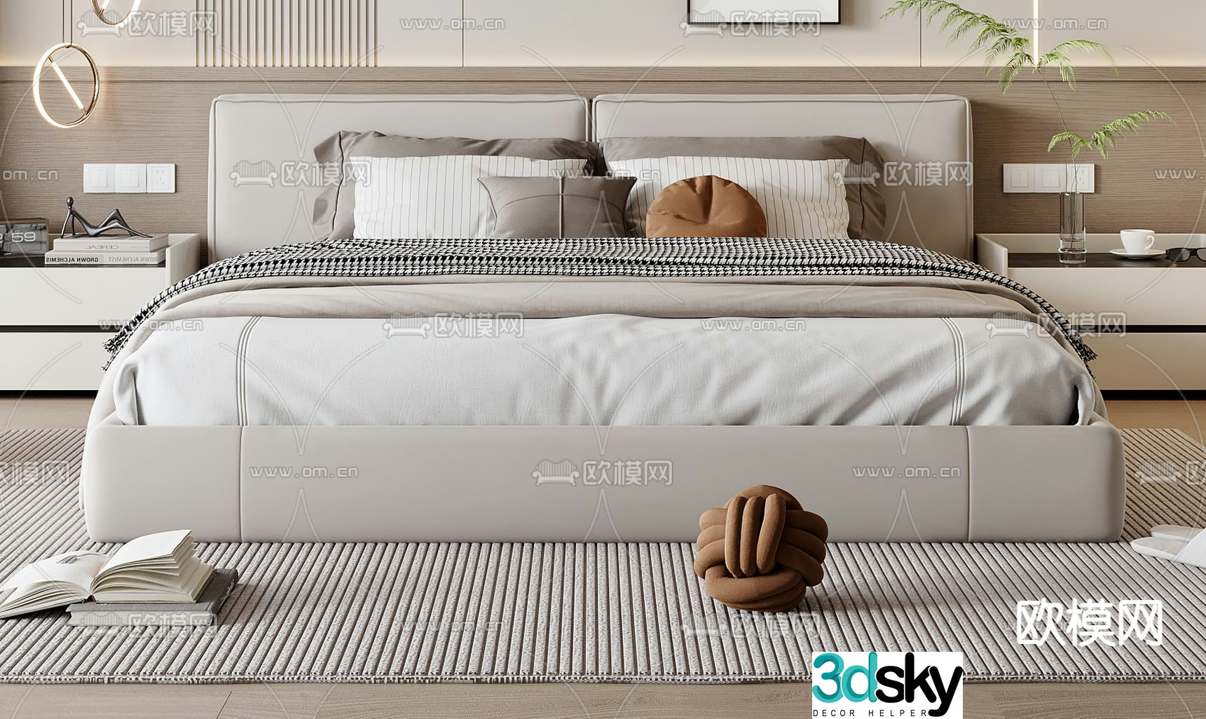 Modern double bed 3d model