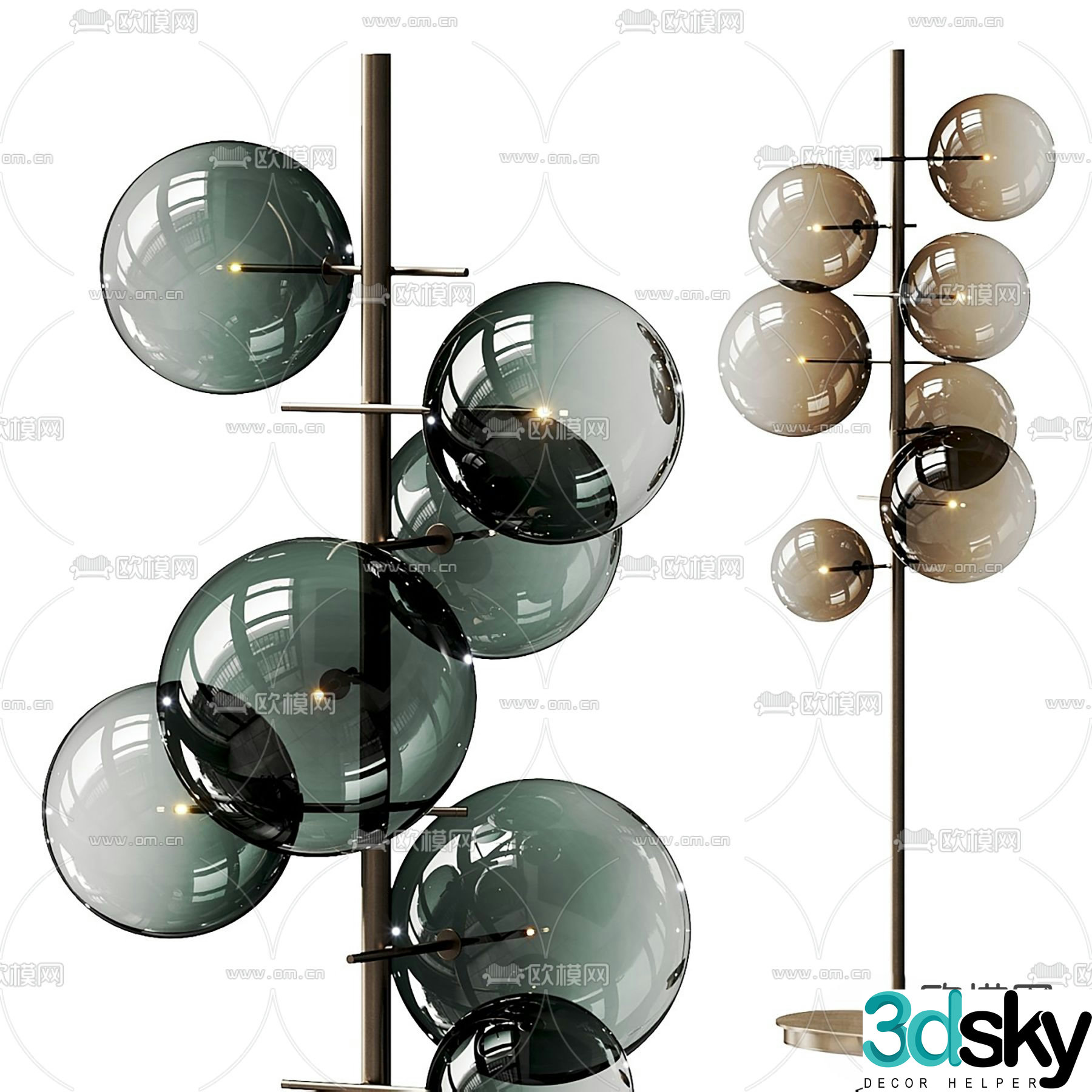 Stelo floor lamp multi head floor lamp 3d model