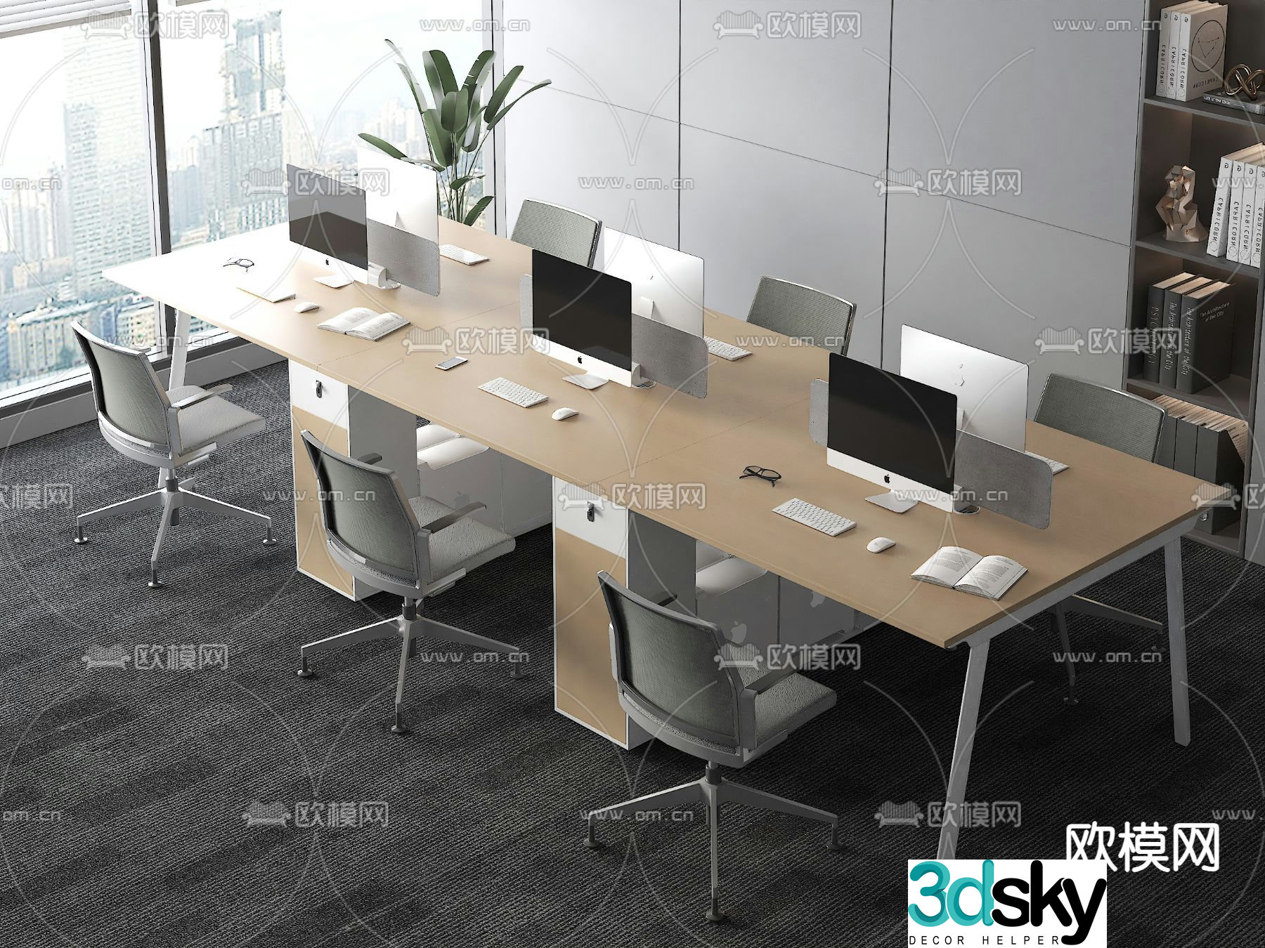 Card desk staff desk workstation 3D model