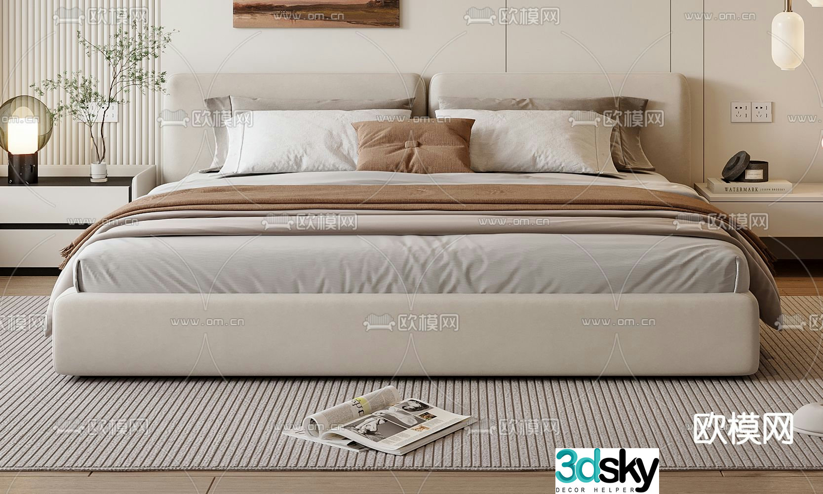 Modern double bed 3d model