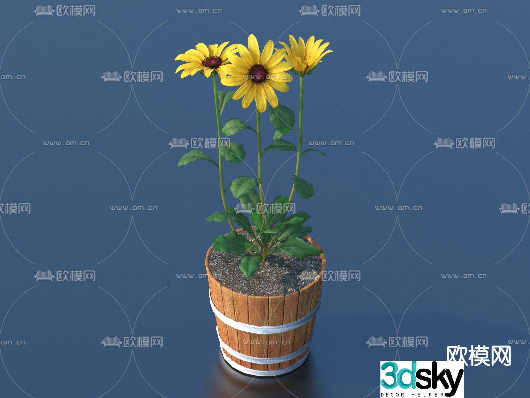 Flower pot pot green plant 3d model