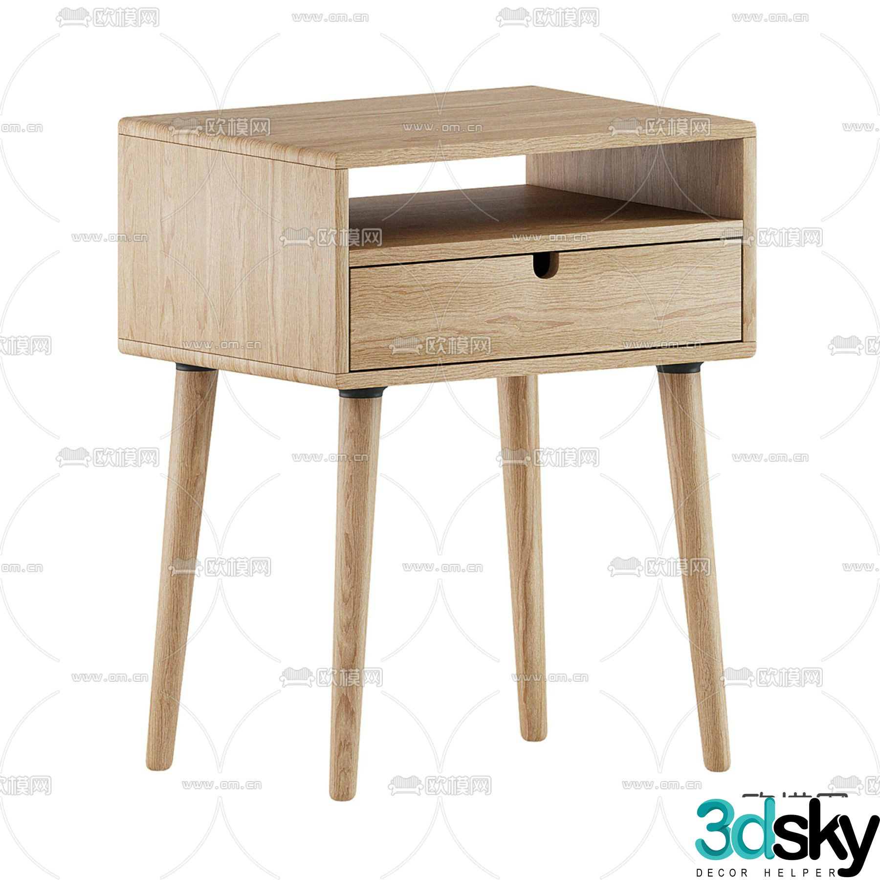 Bedside table low cabinet 3d model