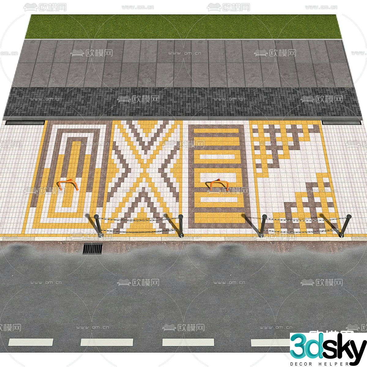 road facilities sidewalk highway 3d model