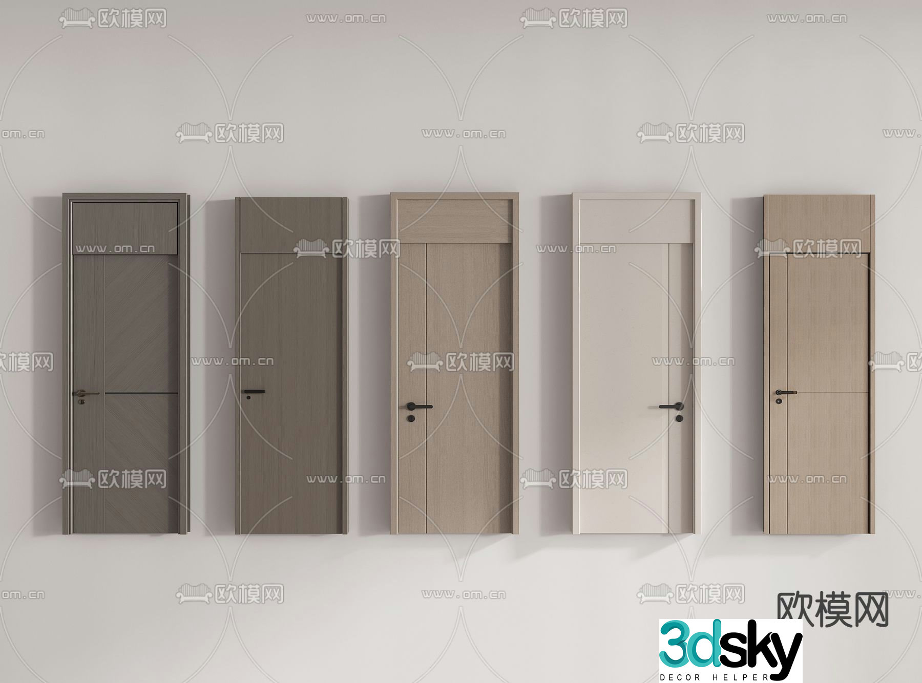 Single-open door wooden door 3d model