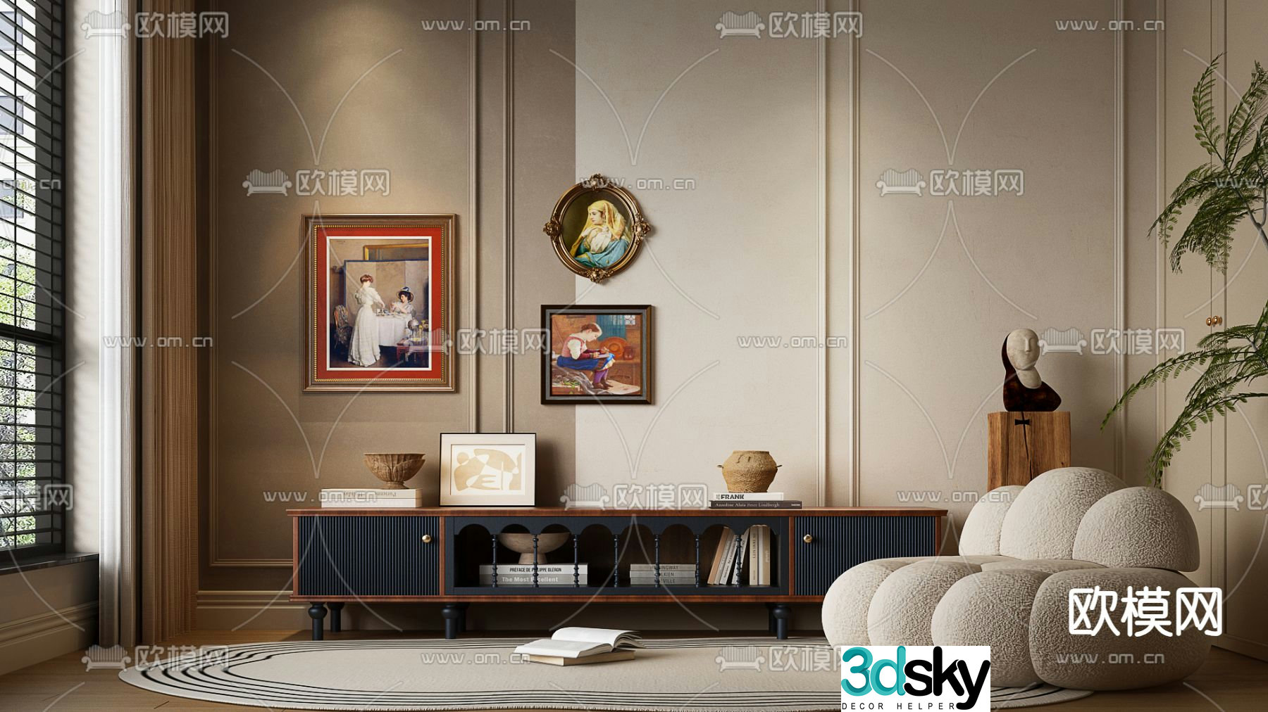 French TV cabinet 3d model