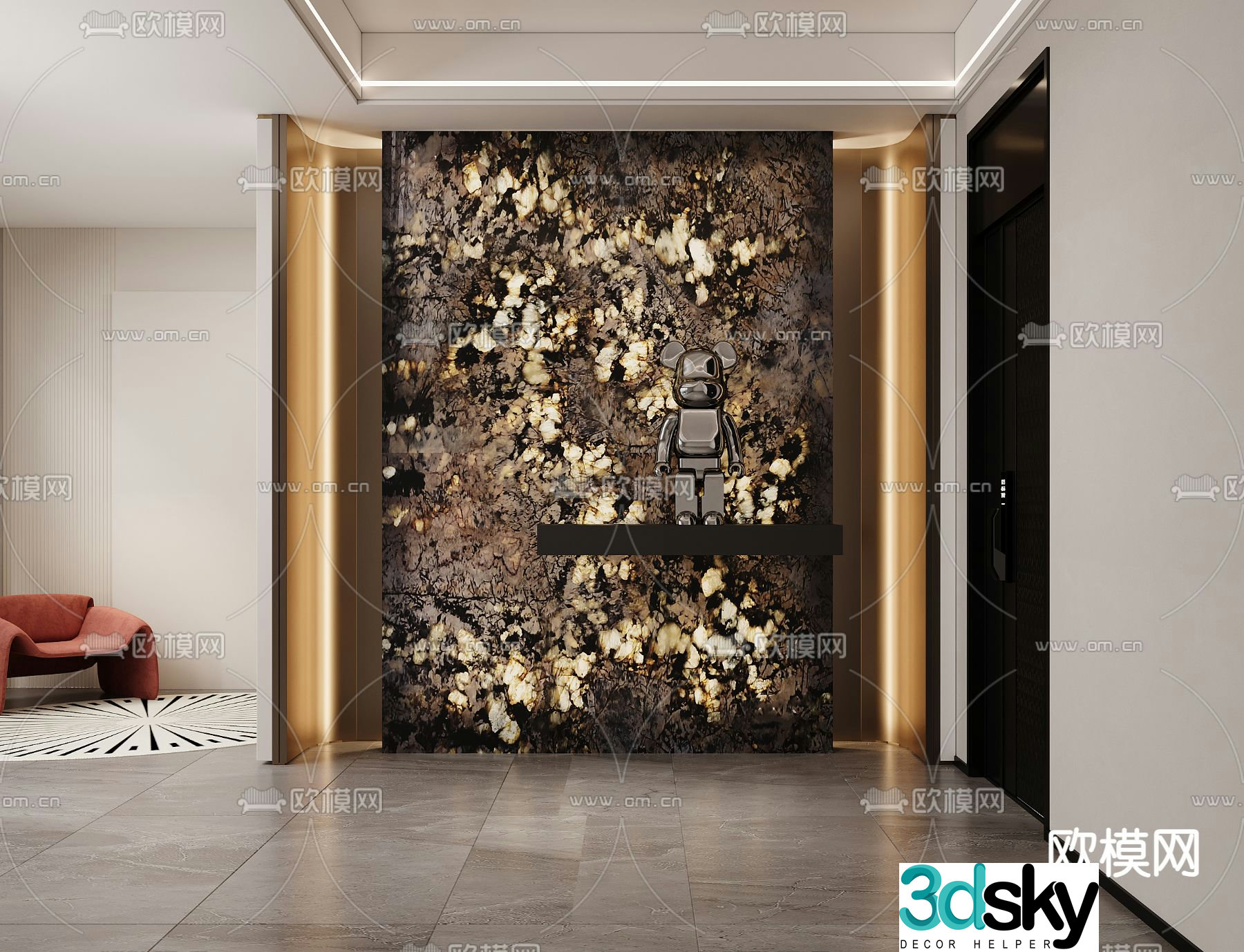 Luxury stone background wall translucent marble 3d model