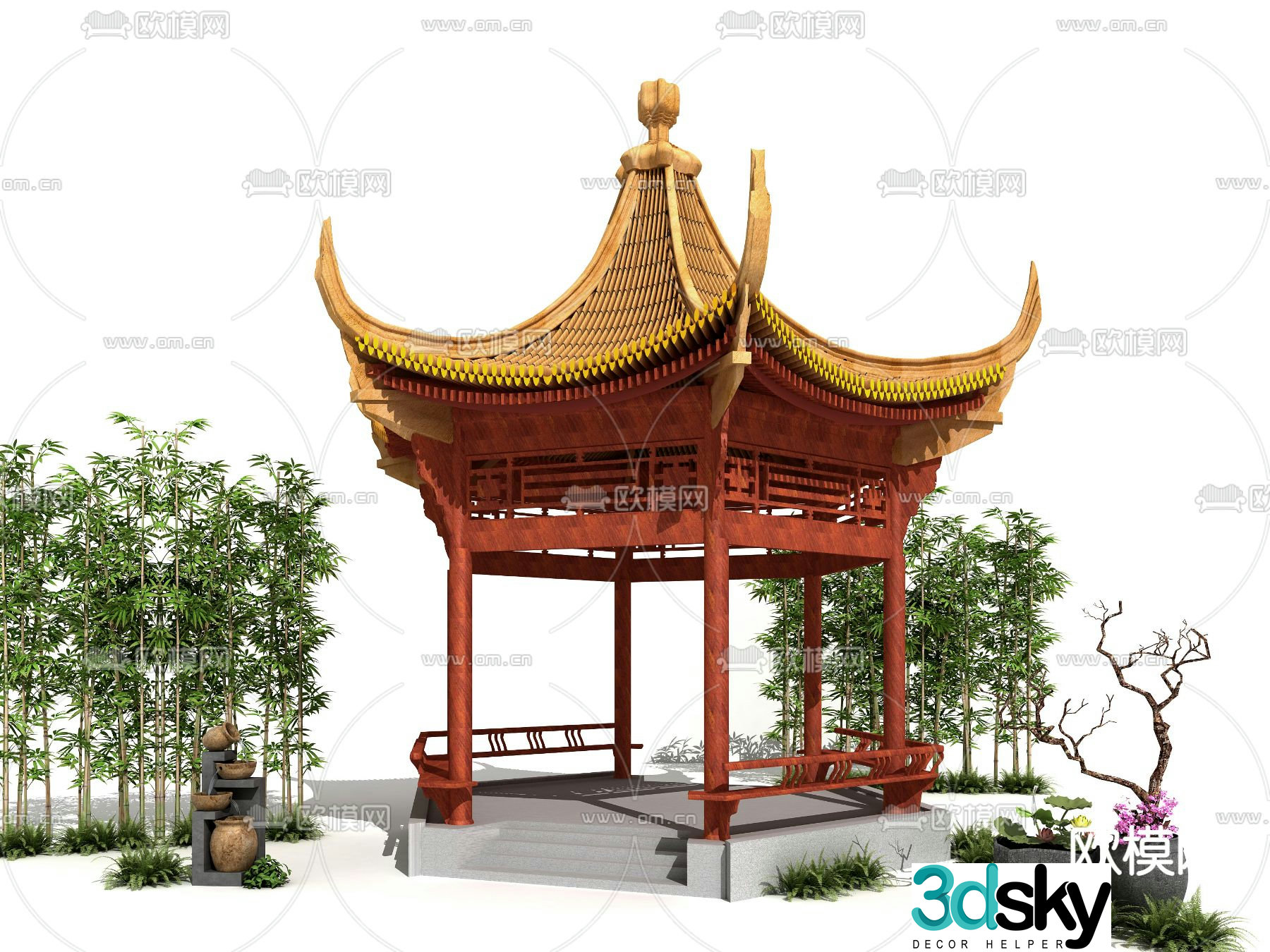 Chinese hexagonal pavilion pavilion pavilion pavilion 3D model
