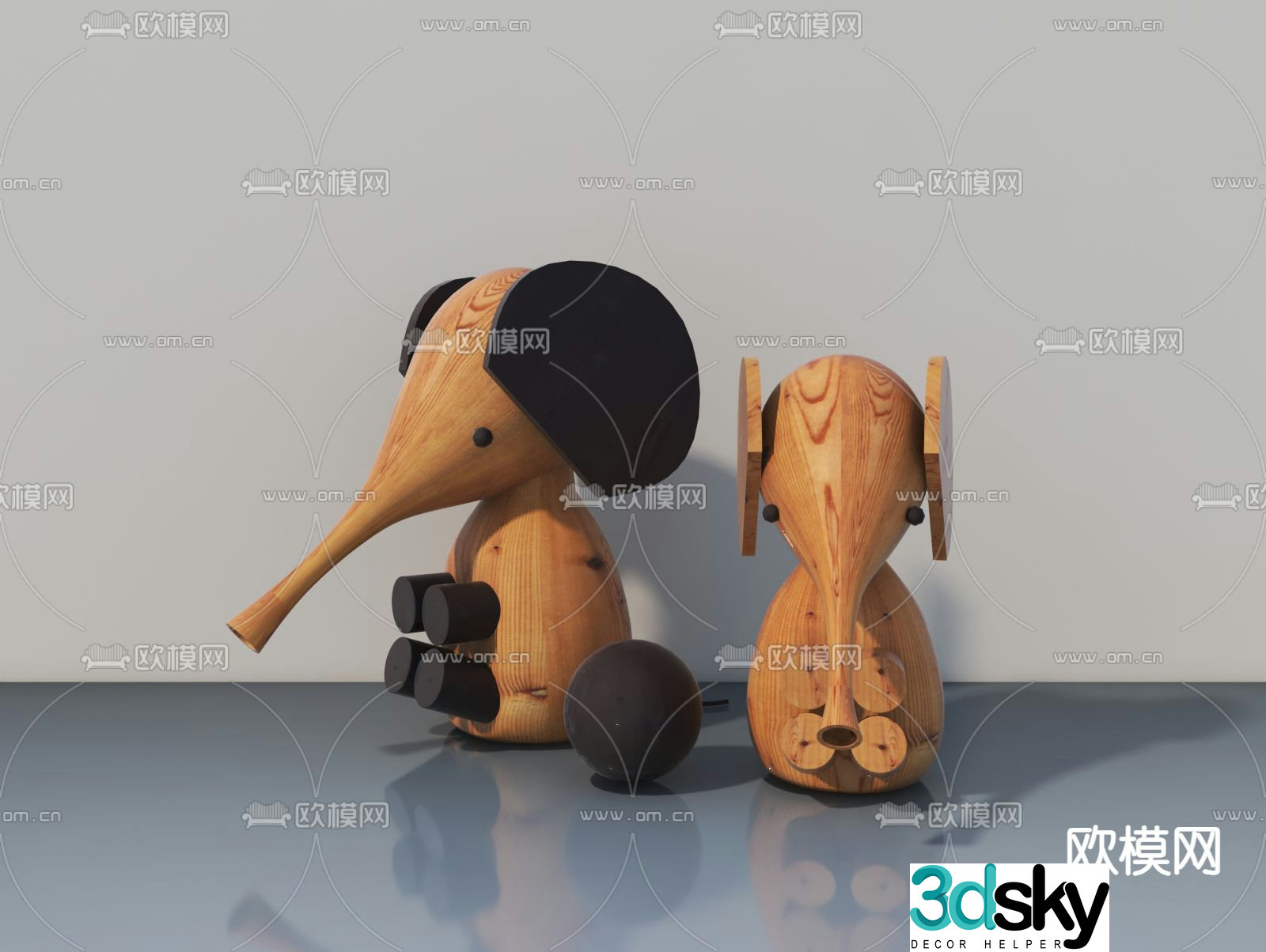 elephant toy doll wooden toy 3d model