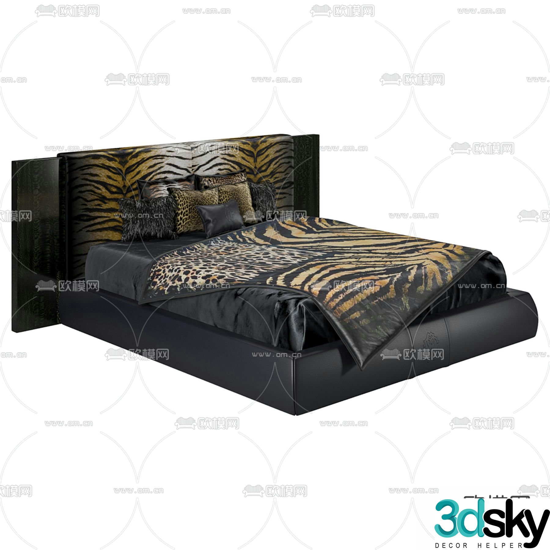 Roberto Cavalli Home fabric double bed commercial bed 3d model
