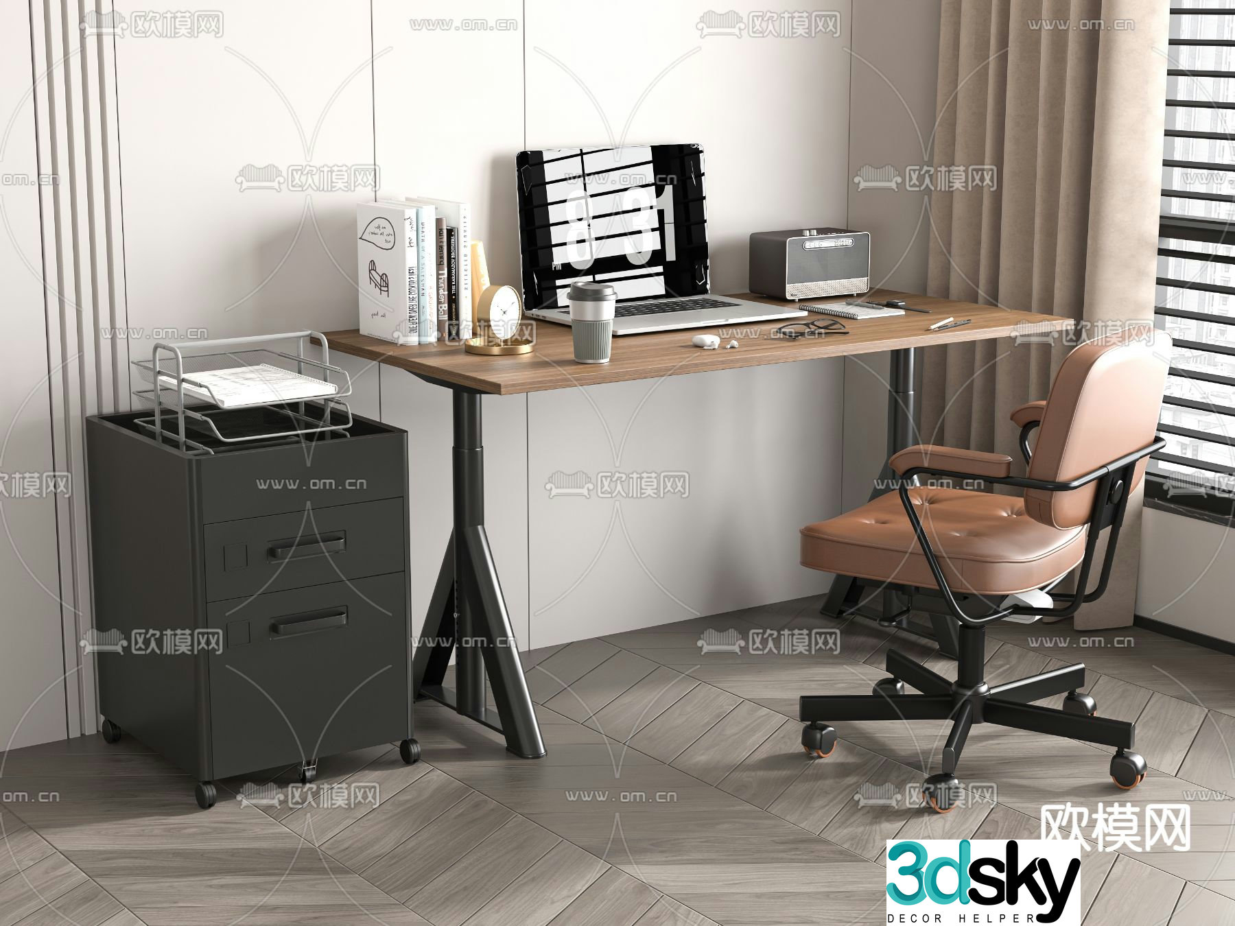 desk chair office chair office supplies 3d model