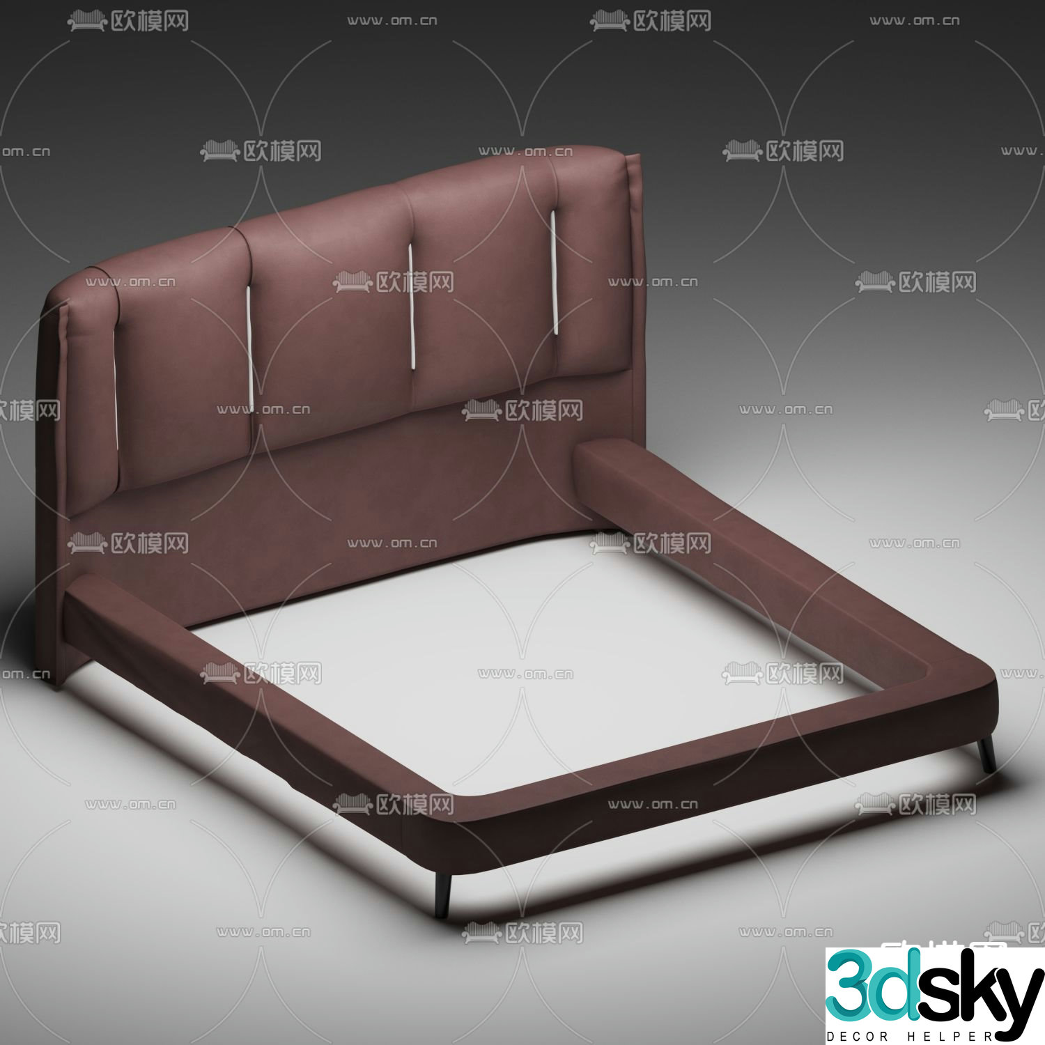 Modern double bed 3d model