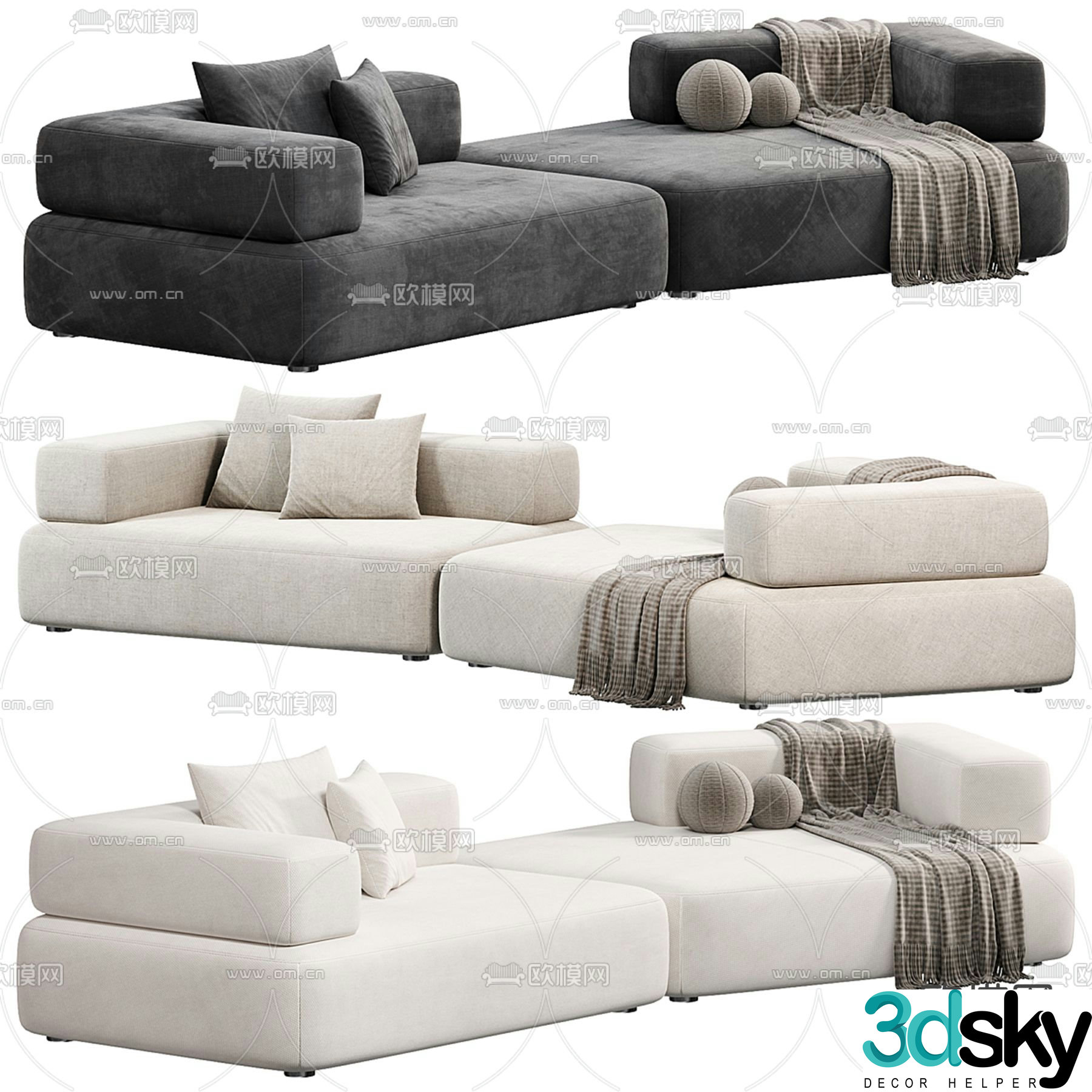 Cappellini upholstered sofa double sofa 3d model