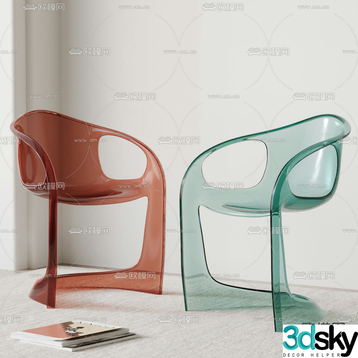 Transparent chair dining chair 3d model