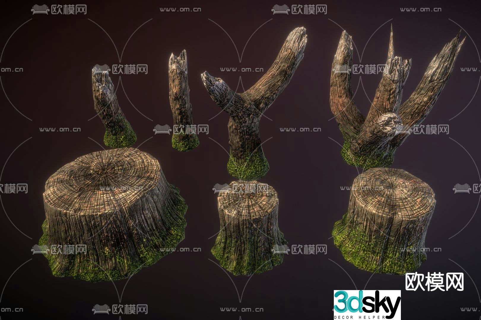 old wood pile wood pile dead wood tree stump 3d model