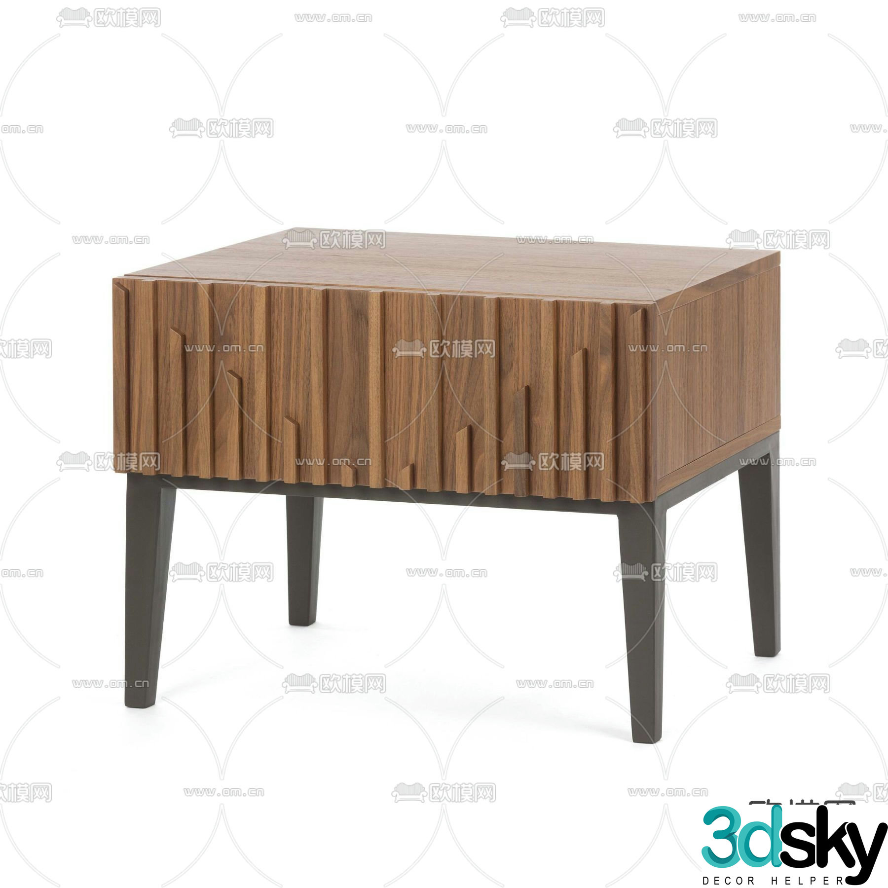 Wooden bedside table 3d model