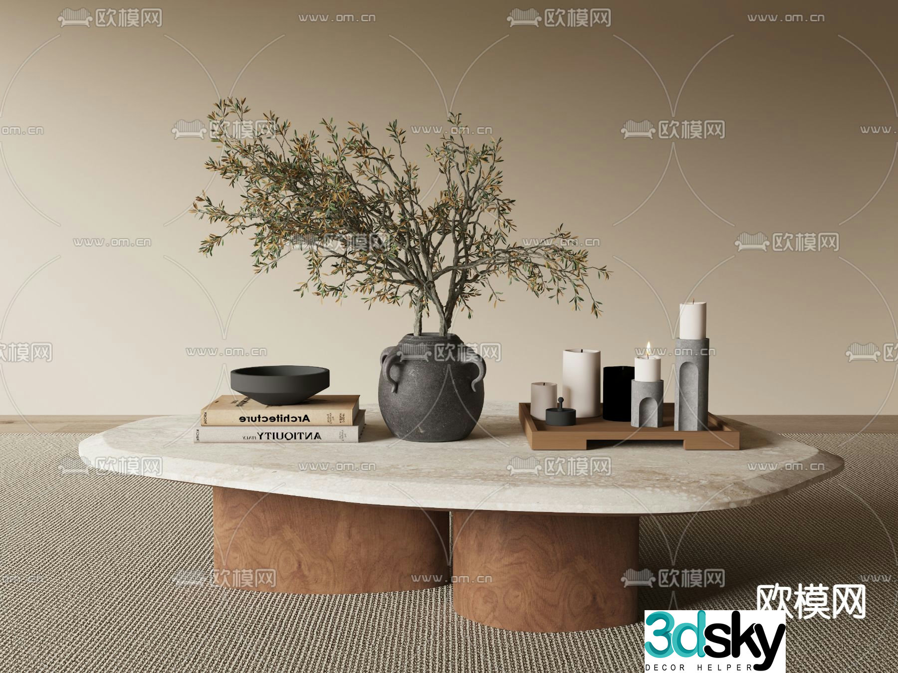 New Chinese marble coffee table 3D model