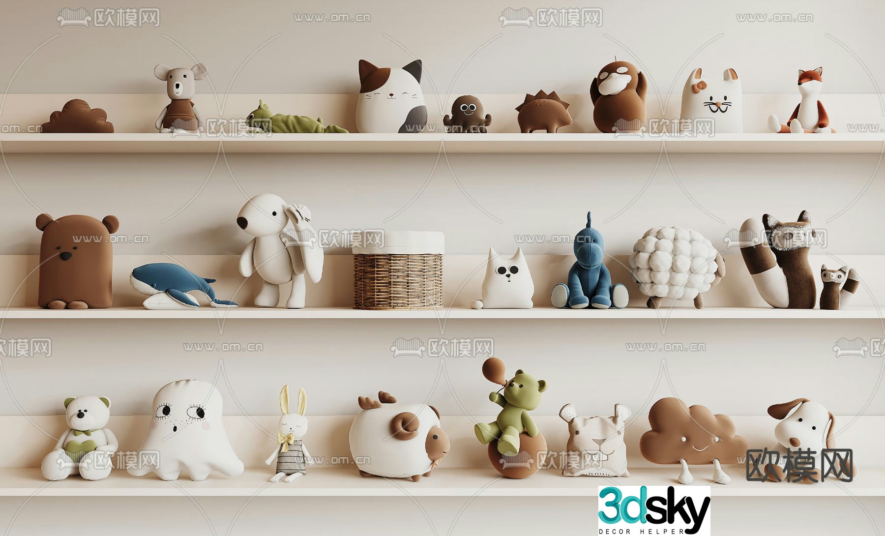 Plush toy doll ragdoll 3d model