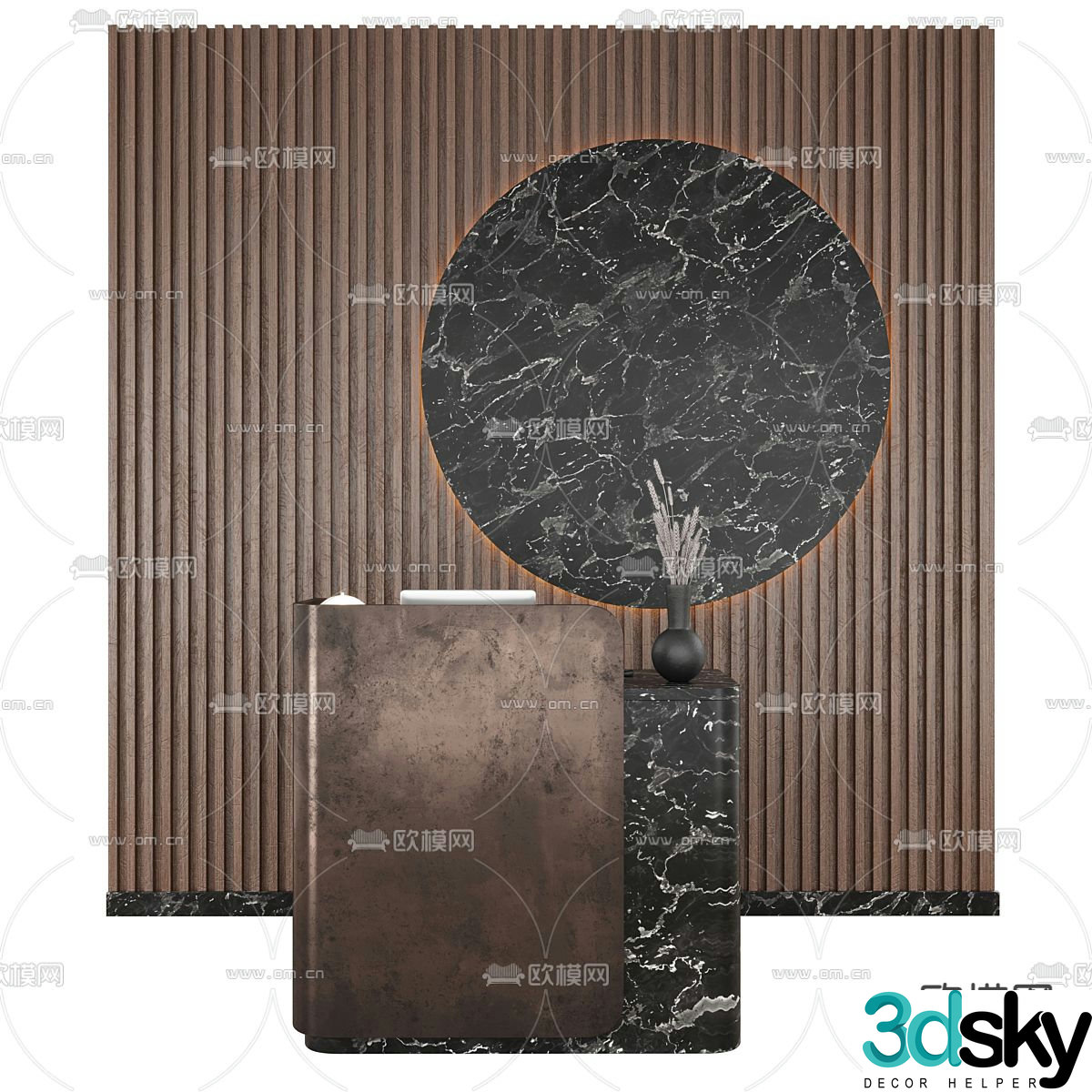 Information desk reception desk image wall front desk 3D model