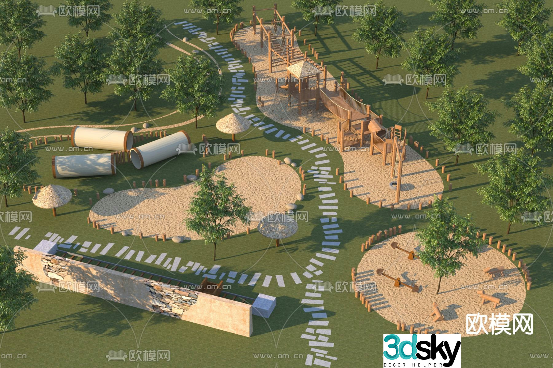 Outdoor equipment sand pool amusement facilities 3d model