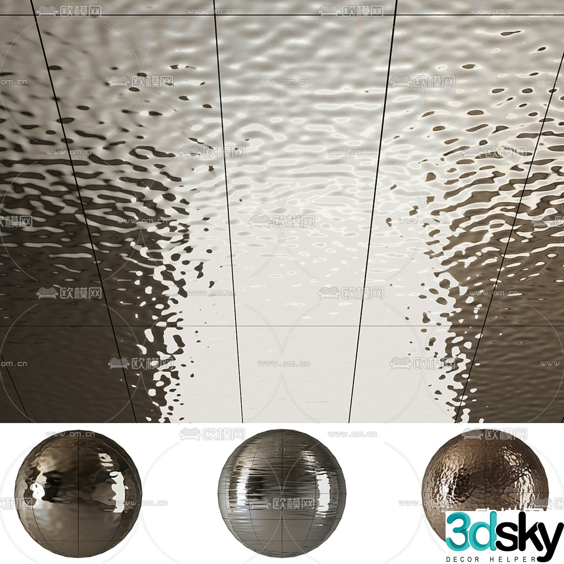 Wavy pattern ceiling water pattern ceiling 3D model
