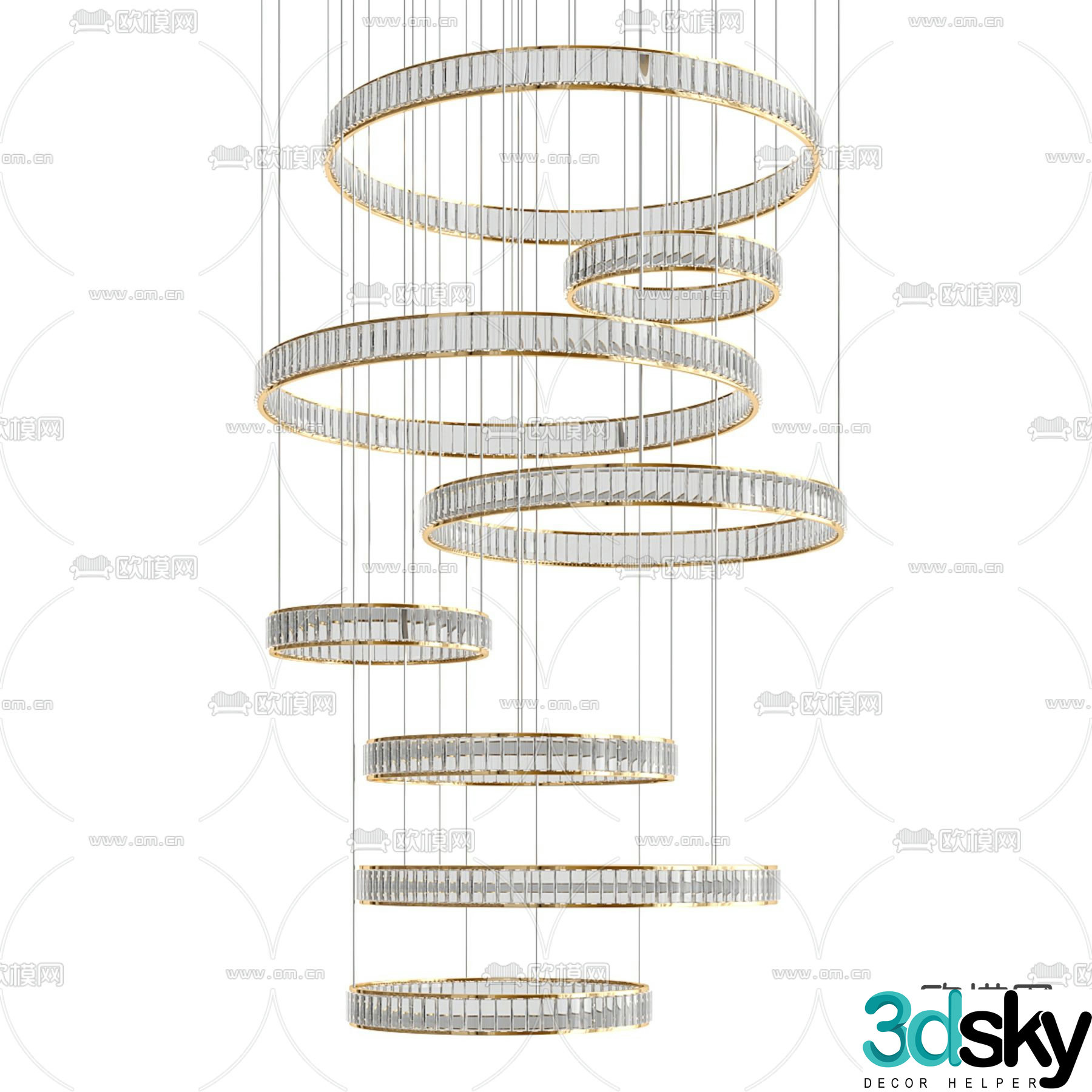 Hall chandelier Ring chandelier 3d model