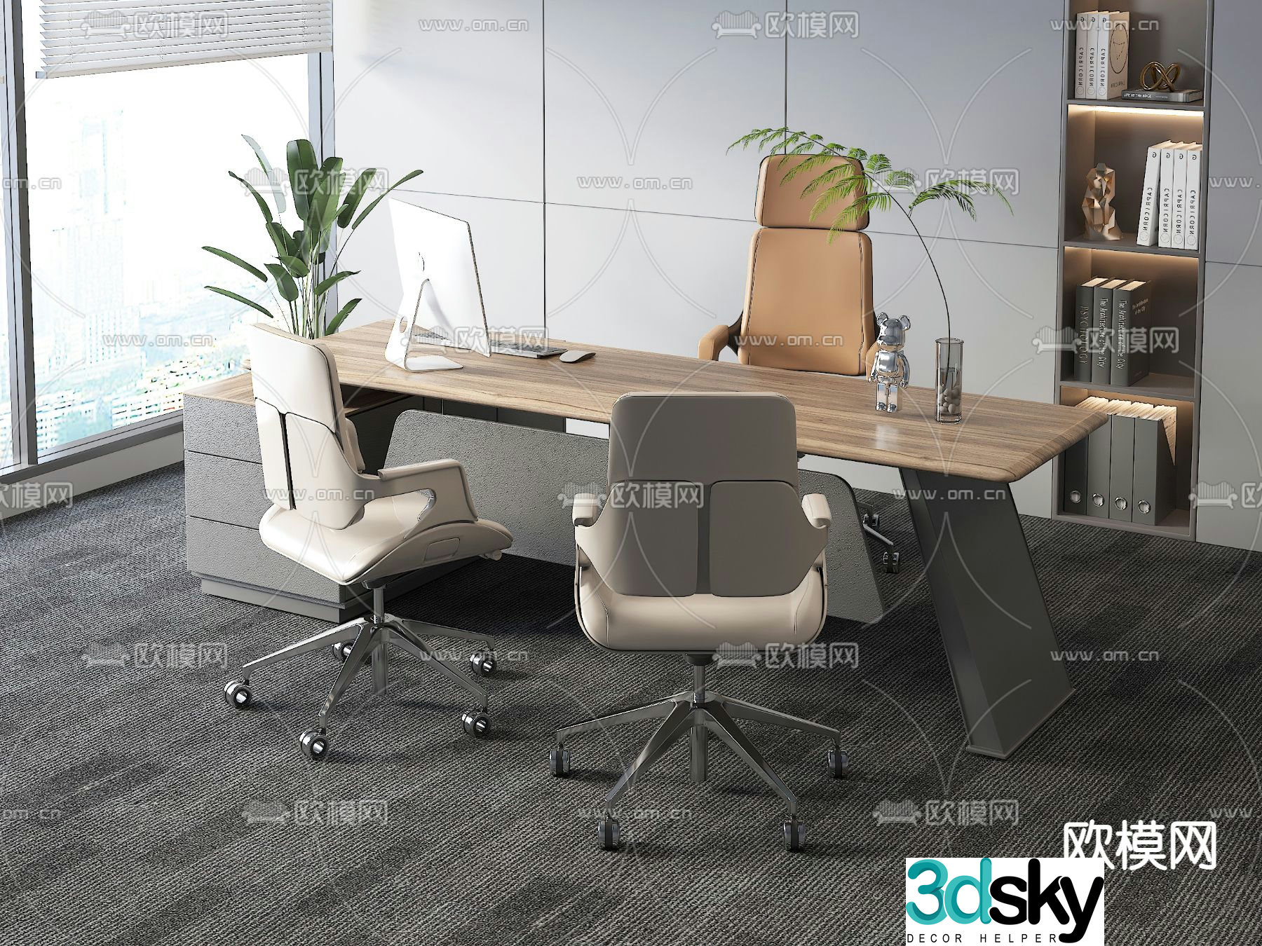Modern executive desk boss desk 3D model