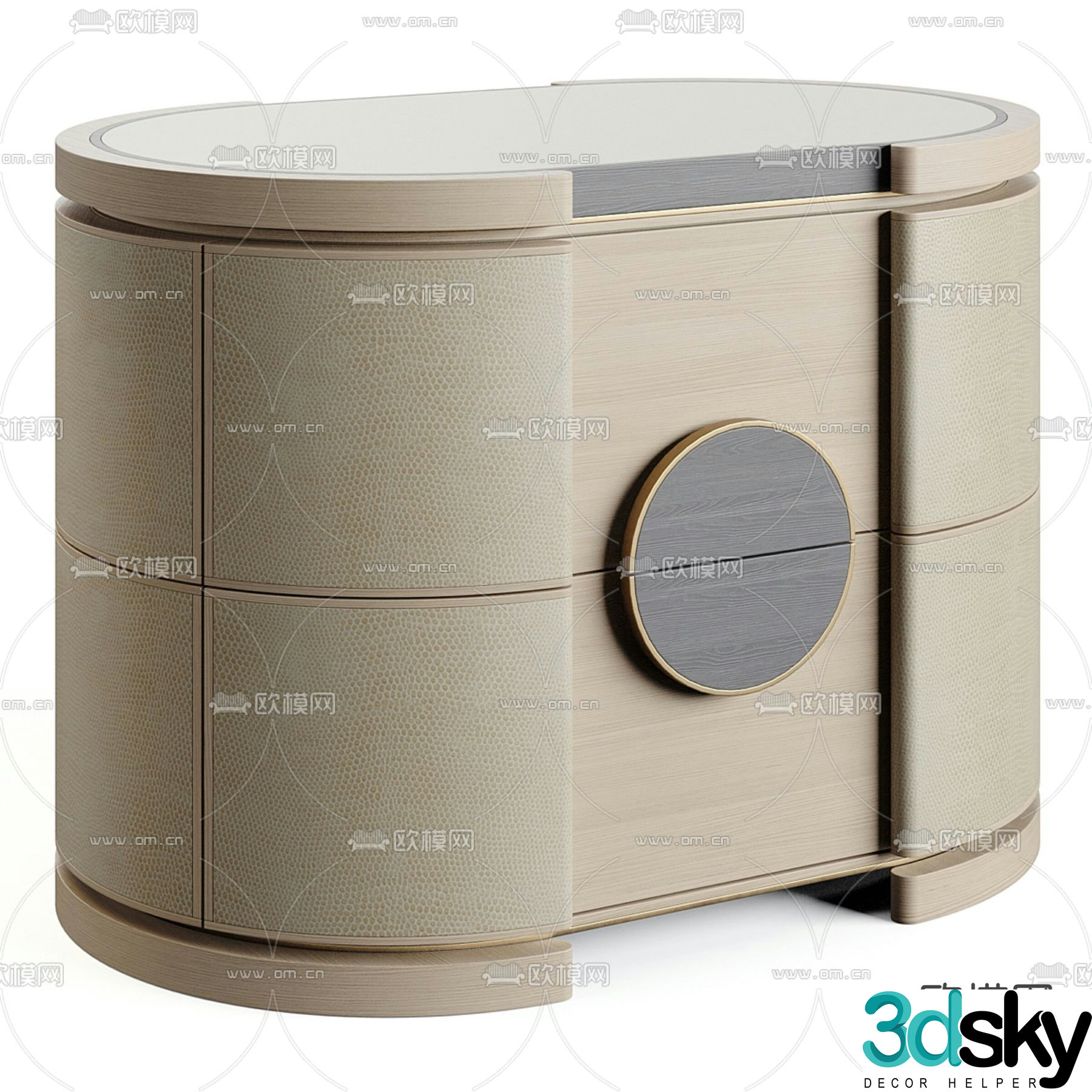 Leather bedside table chest 3d model