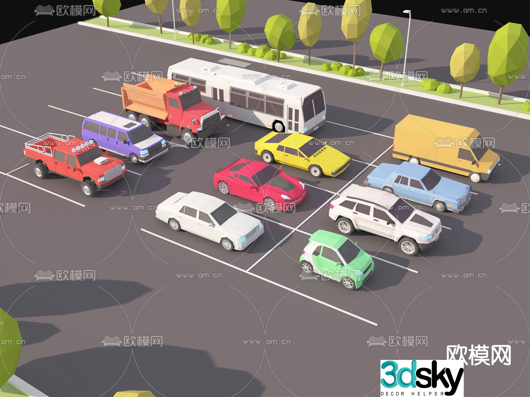 cartoon car transportation 3d model