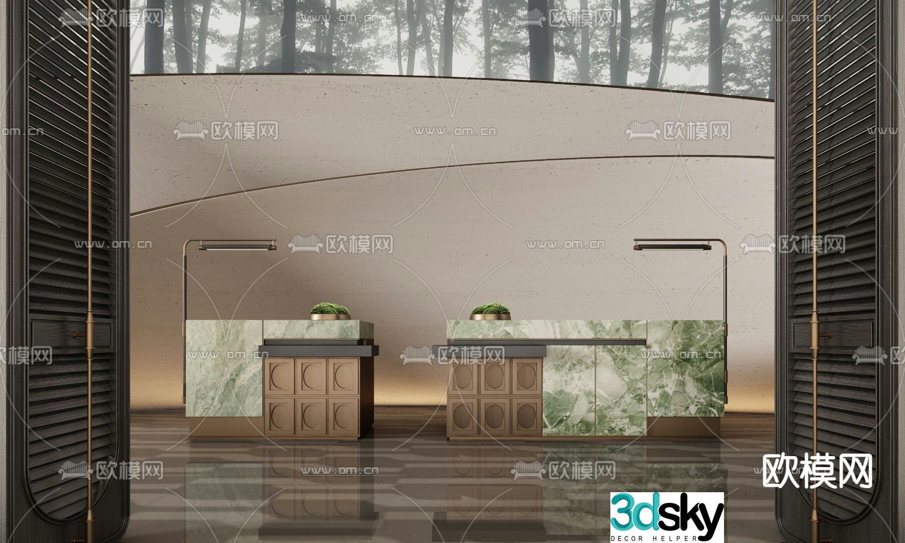 CCD hotel front desk reception desk 3d model