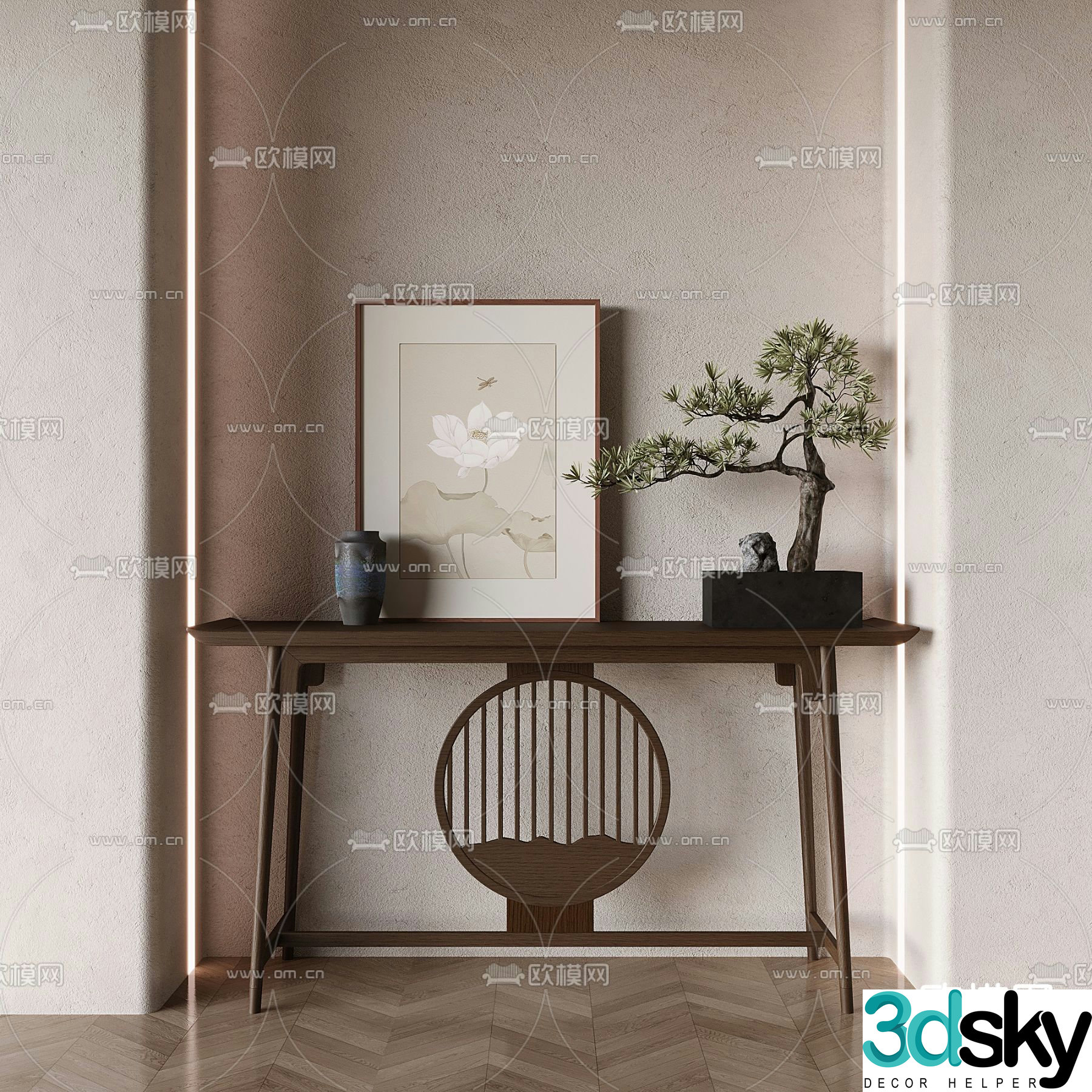New Chinese style end scene 3D model