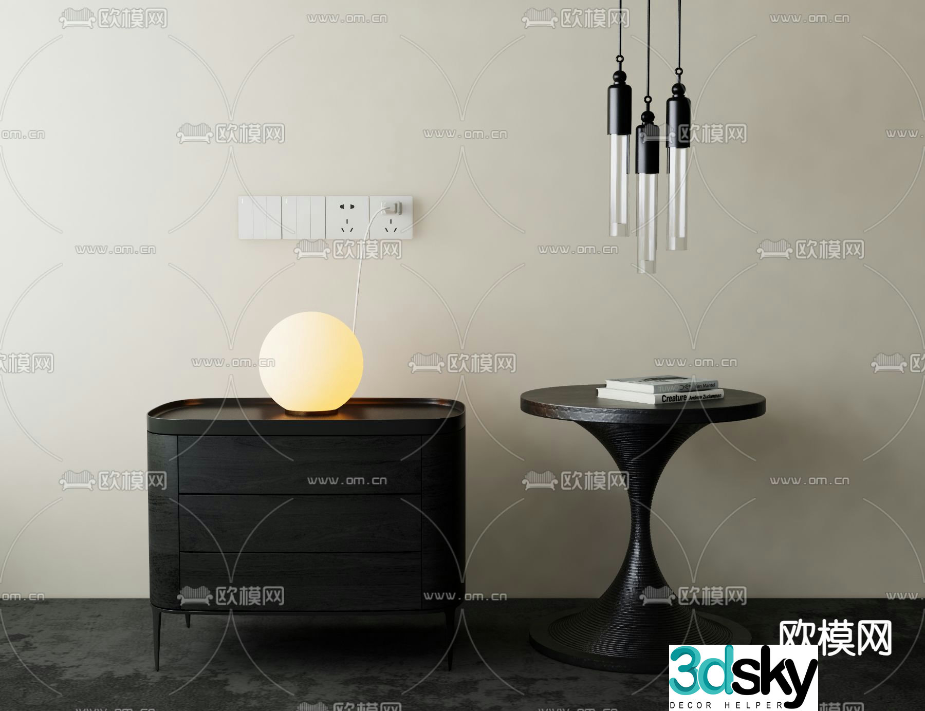 Modern bedside table 3d model