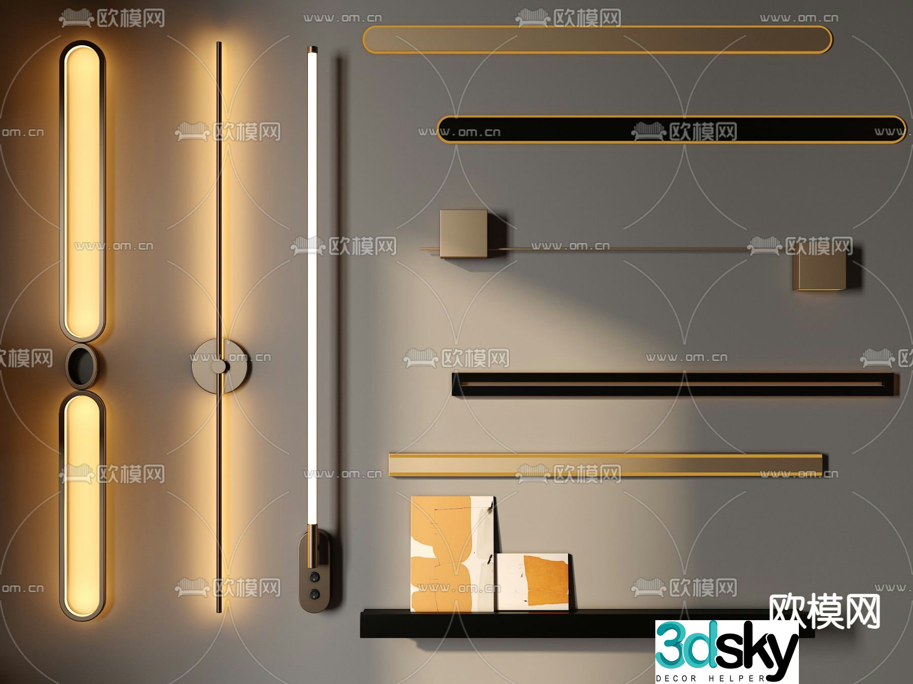 Light luxury wall lamp linear wall lamp strip wall lamp 3D model