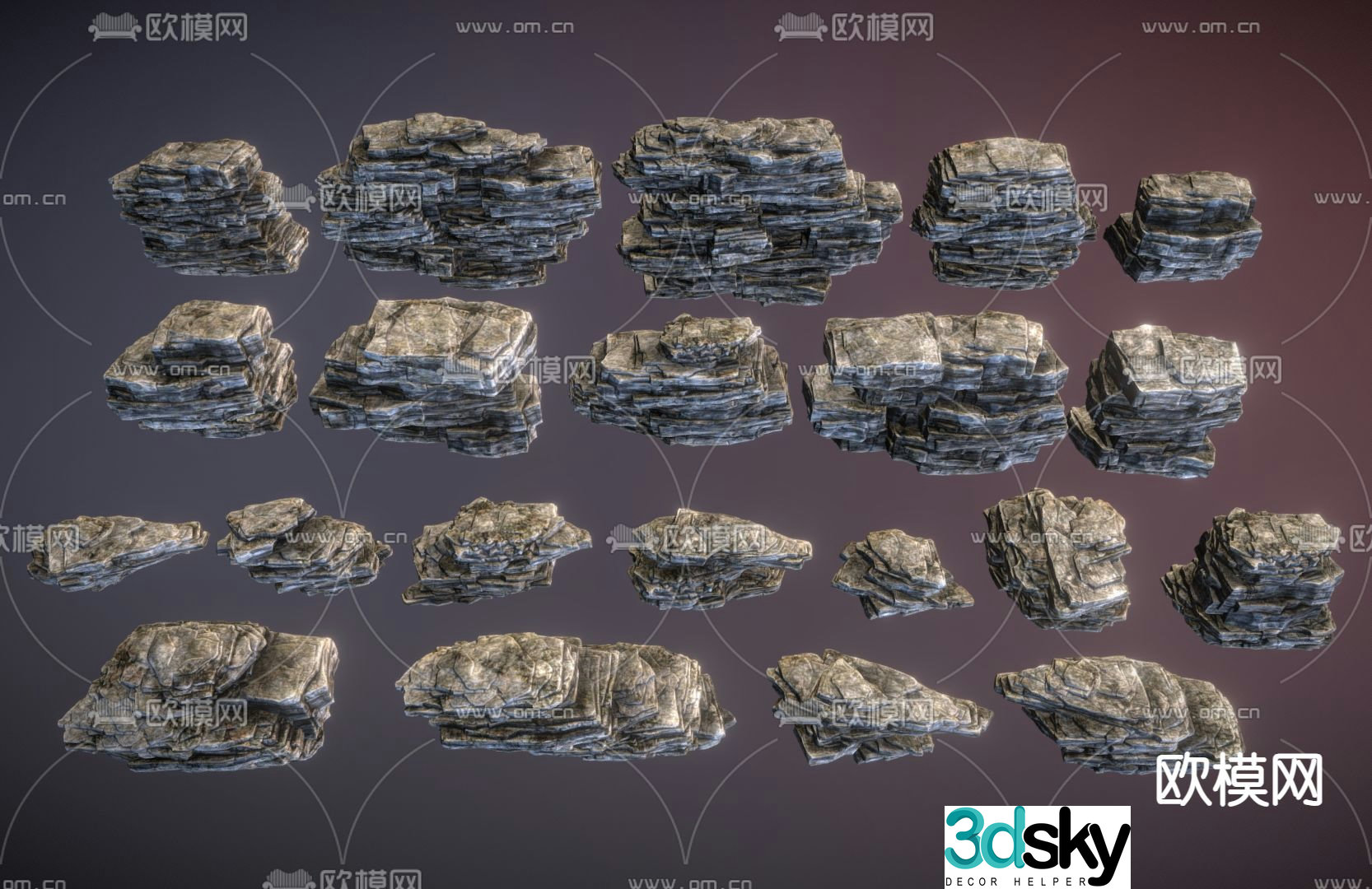 stone stones landscape stone rockery 3d model